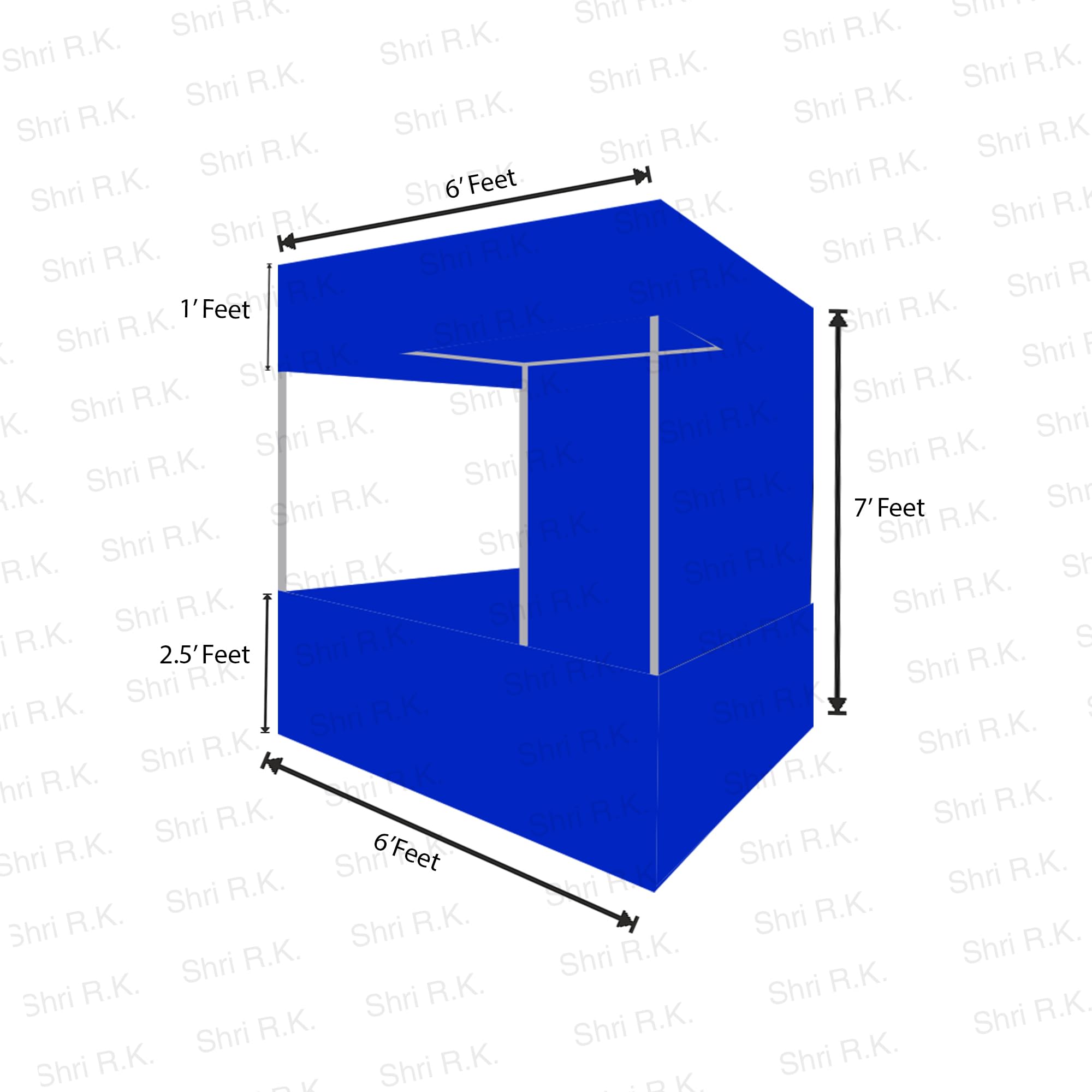 Shri R. K. Canopy Tent with Blue Tetron Cloth for Promotional Advertising Portable Tent Blue-6x6x7 - Image 2 thumbnail