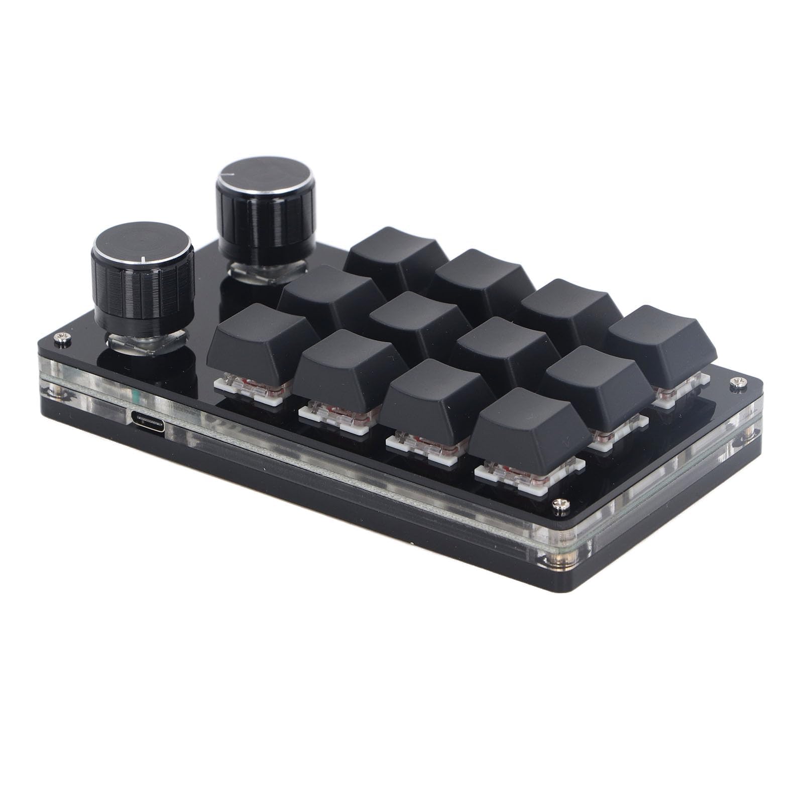 Walfront Teclado Mecánico Programable para Juegos con Interruptor Rojo de 12 Teclas, Perillas Dobles, Atajos Complejos, Música, Oficina,patible con OS X