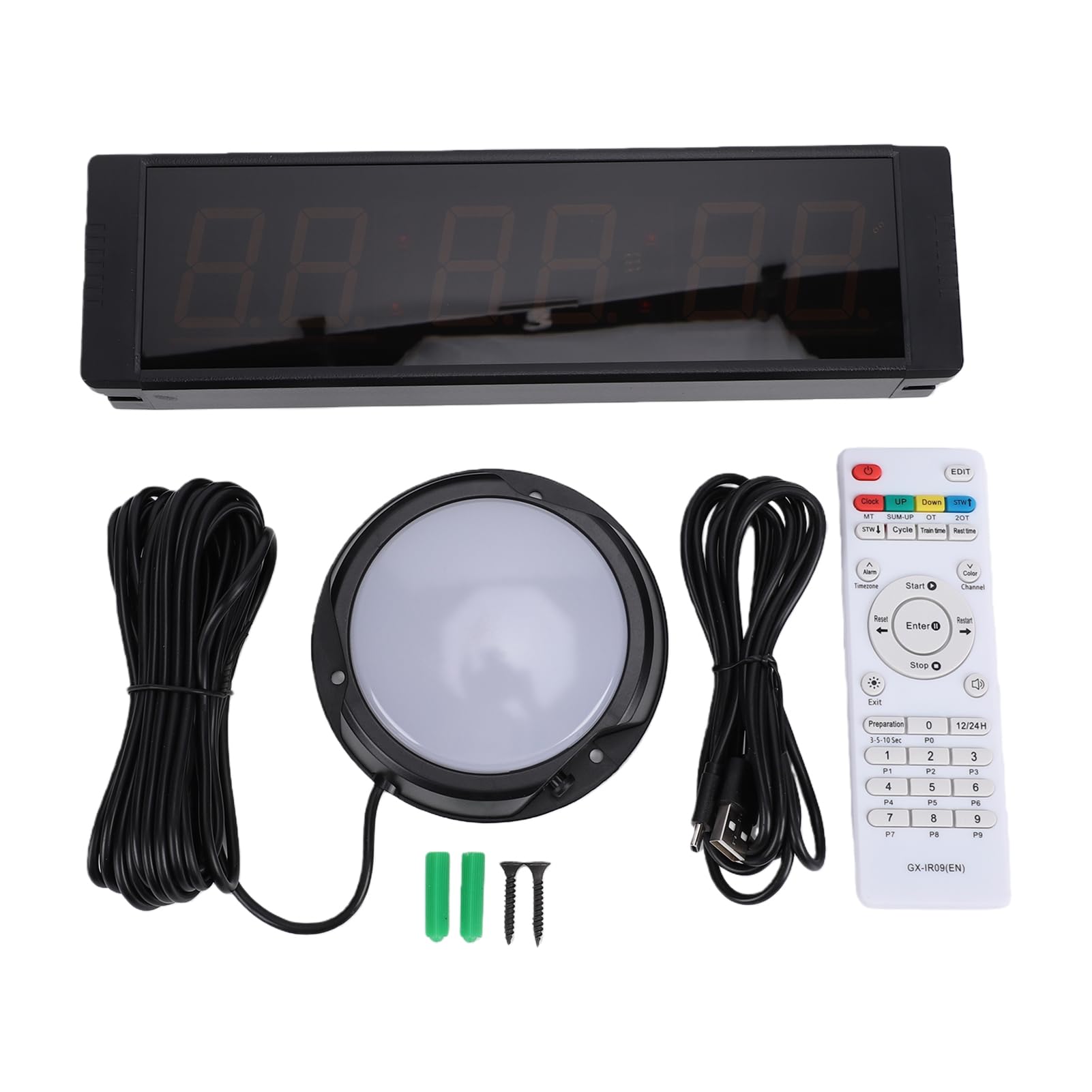 Fafeicy Temporizador de Torneo LED Reloj de Cuenta Regresiva Digital de Aleación de Aluminio Pantalla Verde de 6 Dígitos Control Remoto Recargable de 4000 MAh para Gimnasio Reuniones de