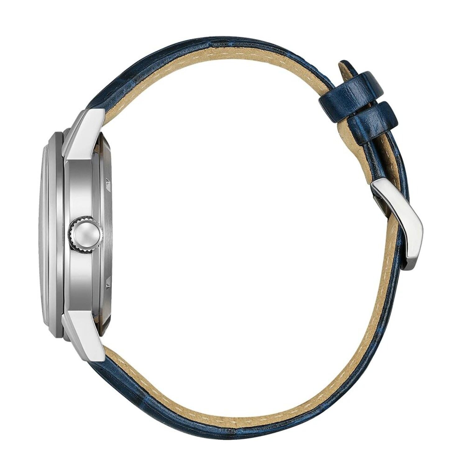 Citizen TSUYOSA Herrenuhr Edelstahl, Blau, 40 mm, NJ0210-13L | Mechanisch | Handaufzug Nötig | Kristallglas | 5 bar Wasserdicht | 40 Stunden Gangreserve | Lederband