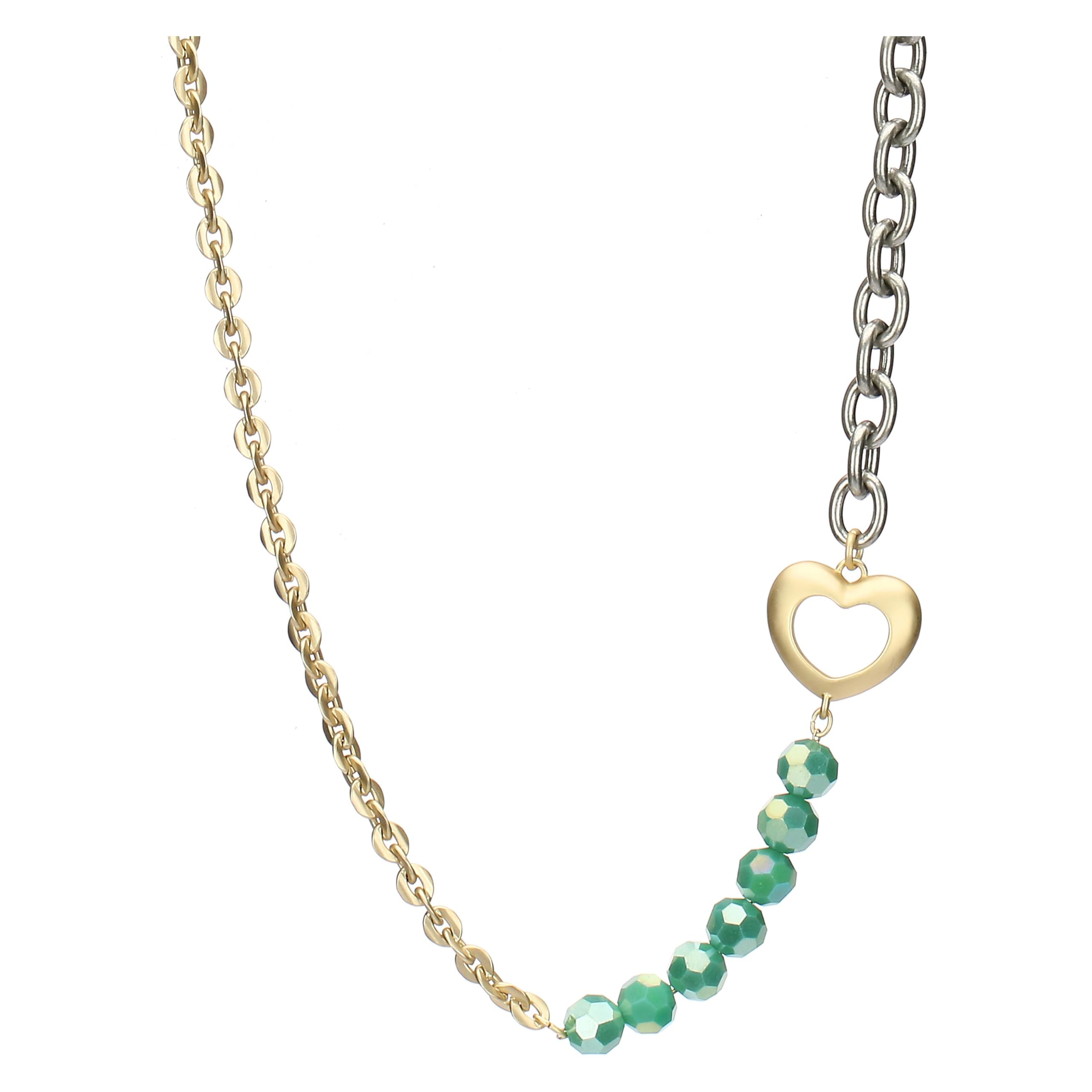 THUN - Collana cuore e perline - metallo, vetro, resina - Collezione Dedicato a te - 40 + 5 cm
