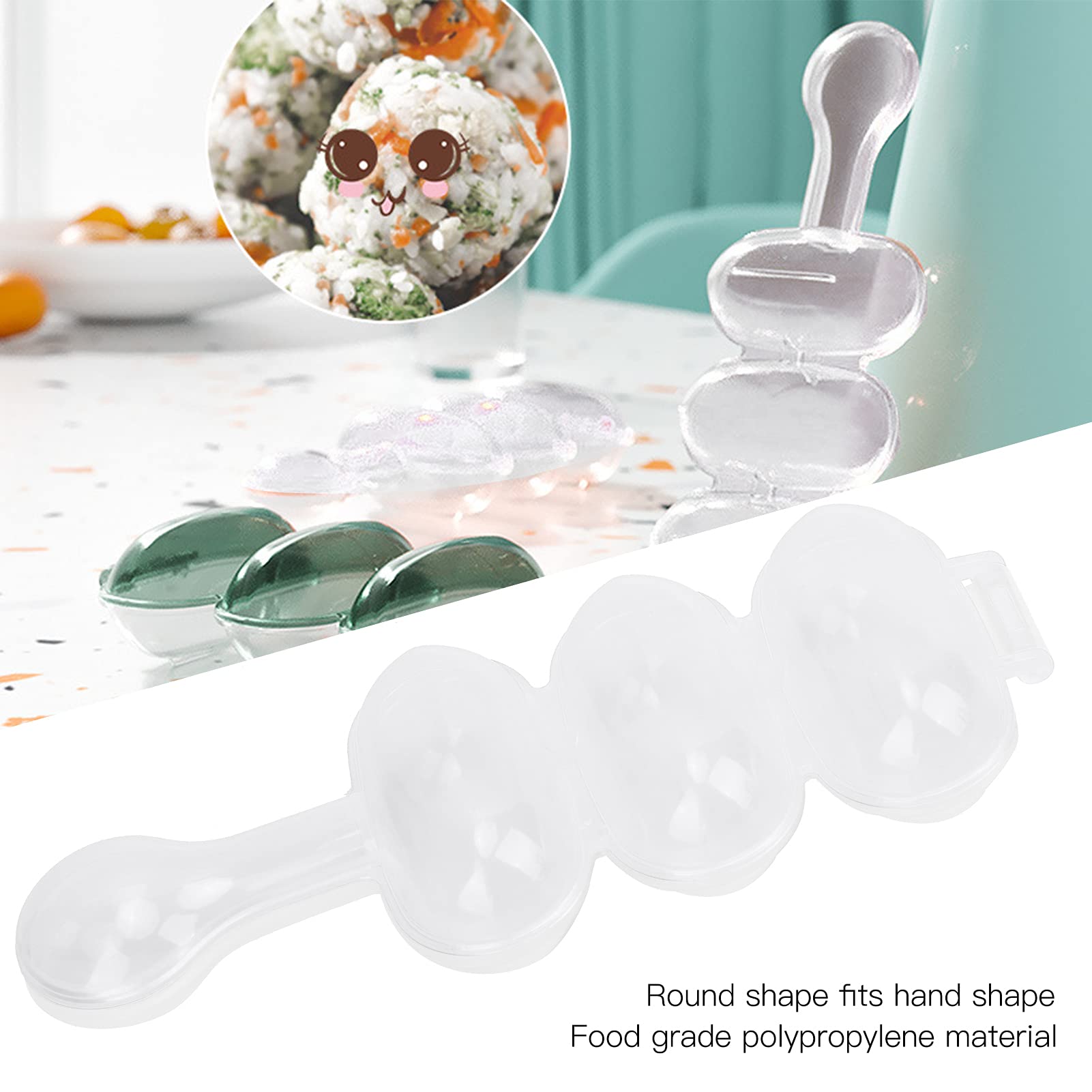 Zerodis Rice Ball,Kids Rice Ball Shaker DIY Ball Shape Sushi Roll Maker Kitchen Tools for Kids (white)