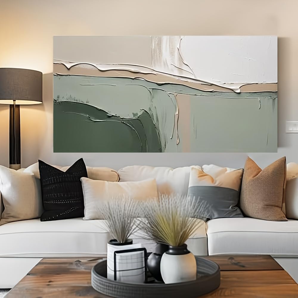 IHHGNB Large Abstract Painting Pictures Artwork Cream Minimalist Modern Large-Sized Canvas Wall Art for Bedroom Office Decor(70x140cm(28x55in)/No frame)