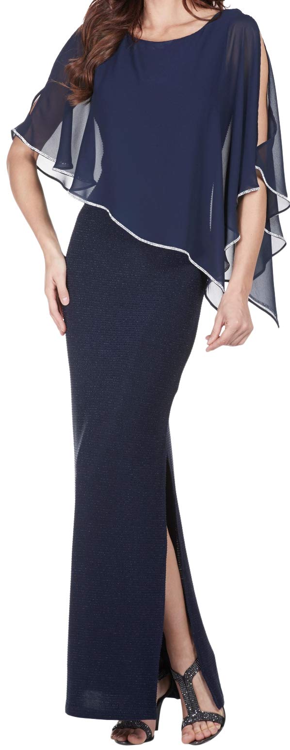 FRANK LYMAN Womens Chiffon Drape Dress Style 179257 Size 8 Navy