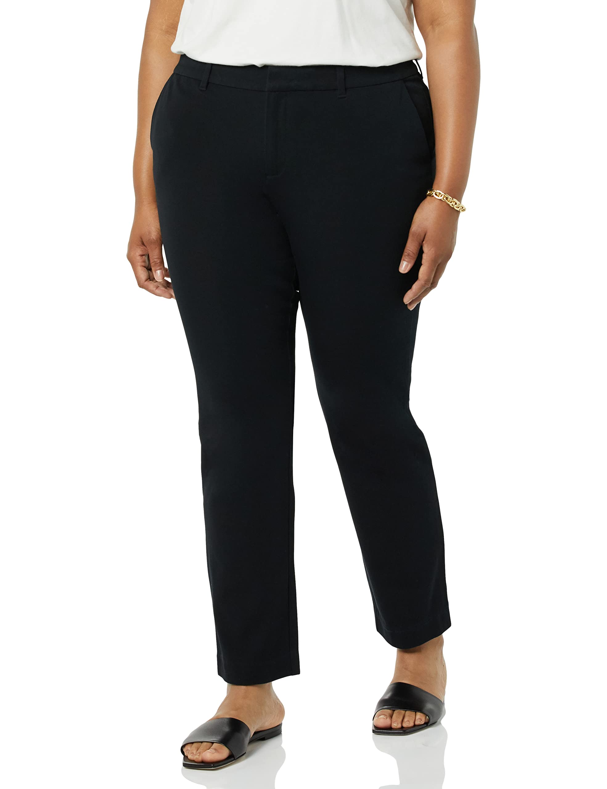 Amazon Essentials Mujer Pantalón Bielástico de Pernera Recta y Largo Completo