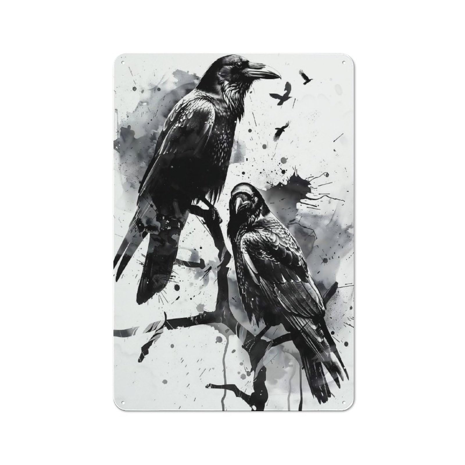 Junmoney Ravens Ink Rustic Metal Wall Sign 30X20cm Featuring For Pub Or Café, For Vintage Wall Decor Fans, For Metal Sign Collectors