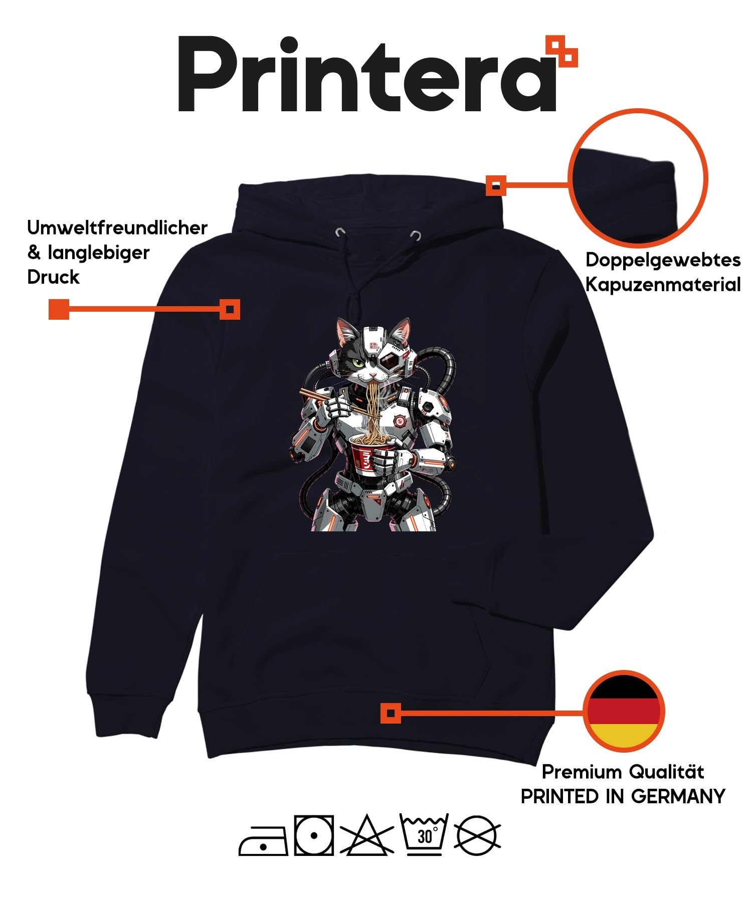Cyborg - Sudadera con capucha y diseño de gato