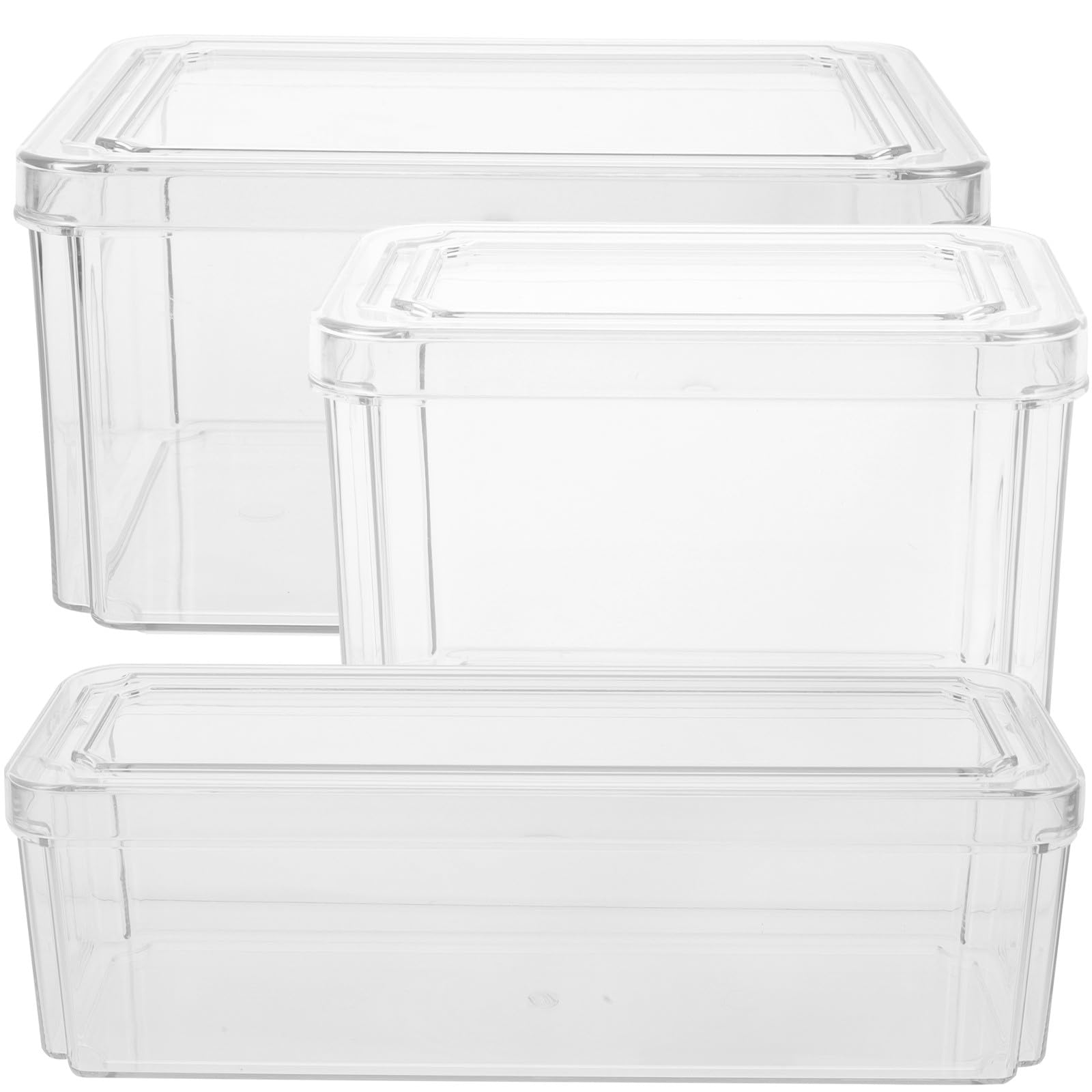 Set 3 Pezzi Contenitori Alimentari in Pet Grande Capacità per Conservare Frutta e Avanzi, Organizzatori Trasparenti per Cucina e Frigorifero