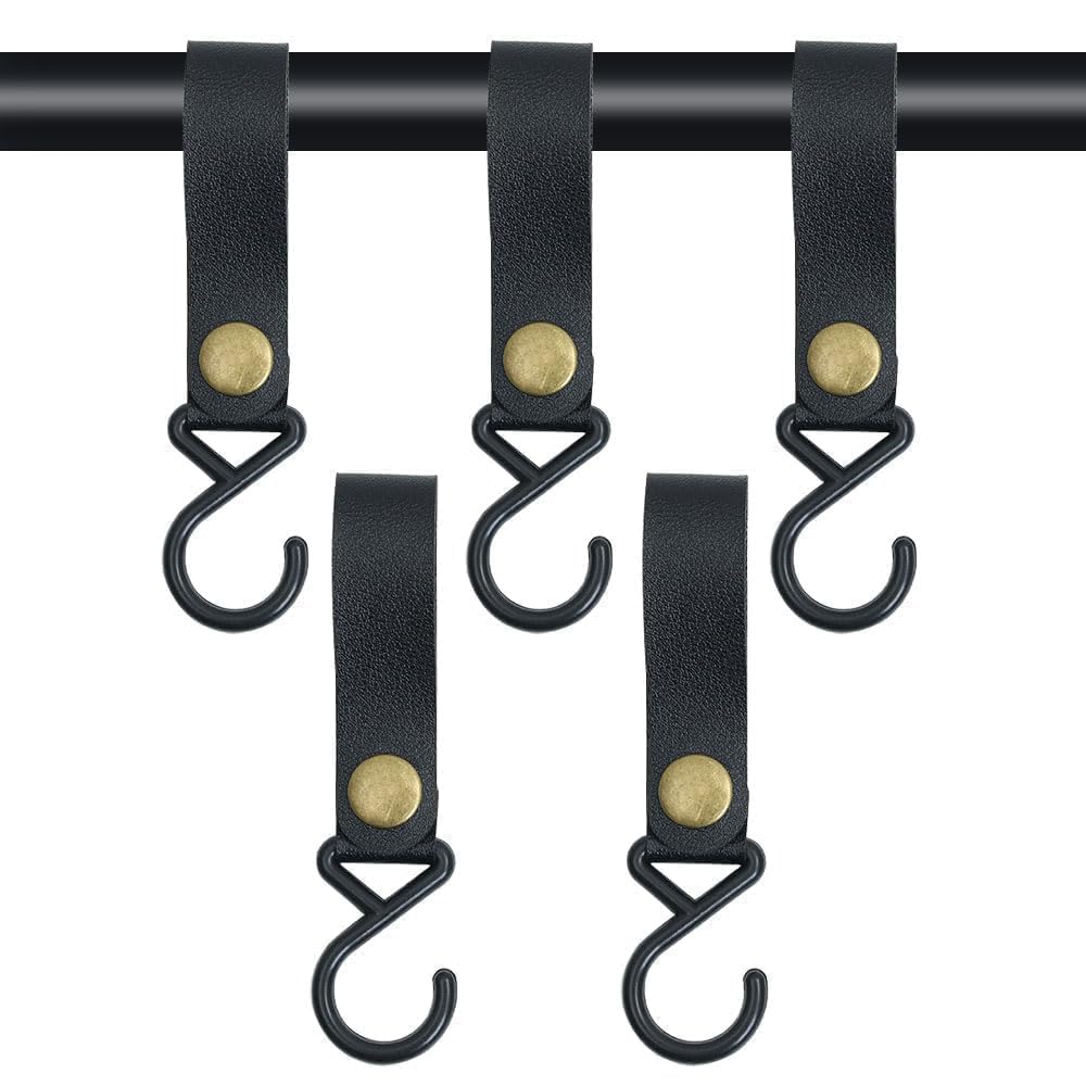 Sourcing Map 4 Ganci A S Da Campeggio In Plastica Con Cinturino In PU, Fissaggio A Pressione, Per Appendere Pentole, Tazze, Luci, 13x3,6cm, Nero - 5