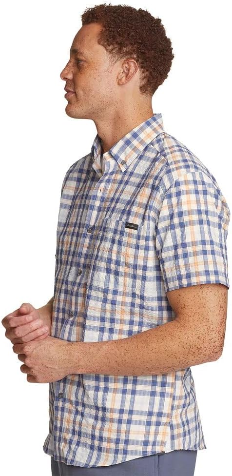 Eddie Bauer Men's Pack It Tech Seersucker Short-Sleeve Shirt