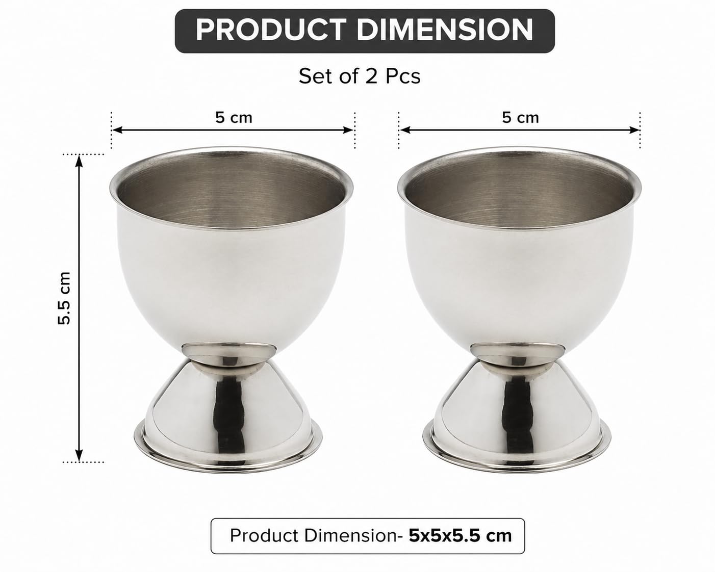 Dynore Stainless Steel Egg Holder Cups for Raw and Boiled Eggs Set of 2 2
