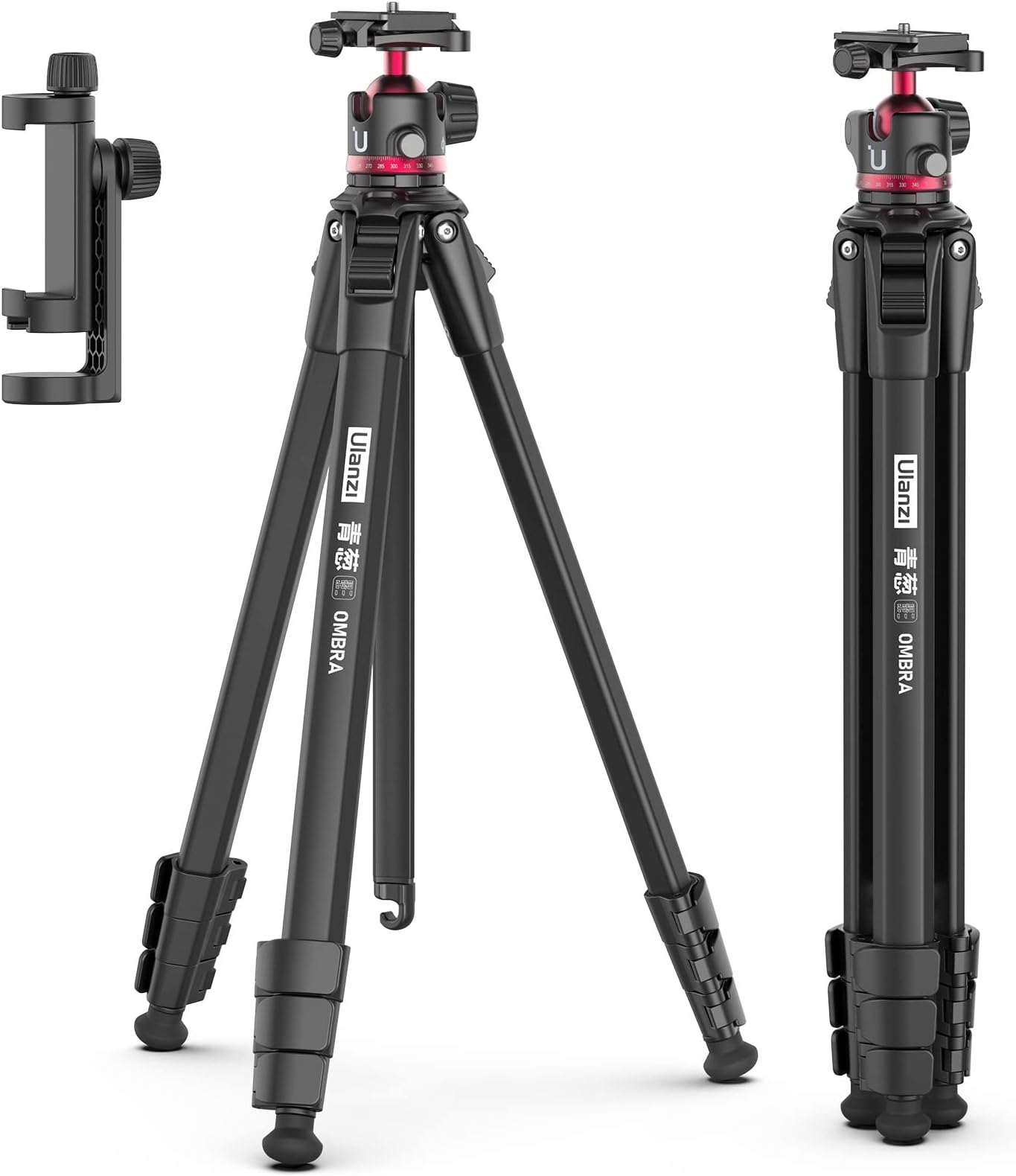 Ulanzi MT-55 Ombra Photography Travel Tripod for Mirrorless DSLR Smartphone | Aluminum Alloy | Arca Swiss Plate Ball Head | Phone Mount | 1.1kg - 158cm