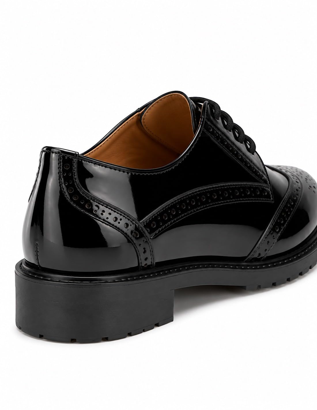 Derbies Vernies Elegante Donna Suola Pelle Tacco Quadrato