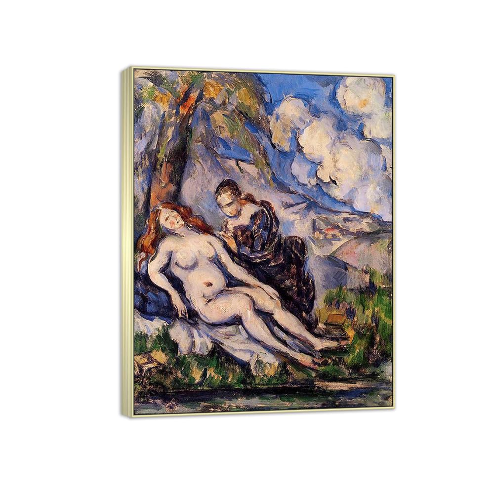 SDYSKKUG Canvas Wall Art Picture Decor Untitled by Paul Cezanne 40x30cm Silver Frame