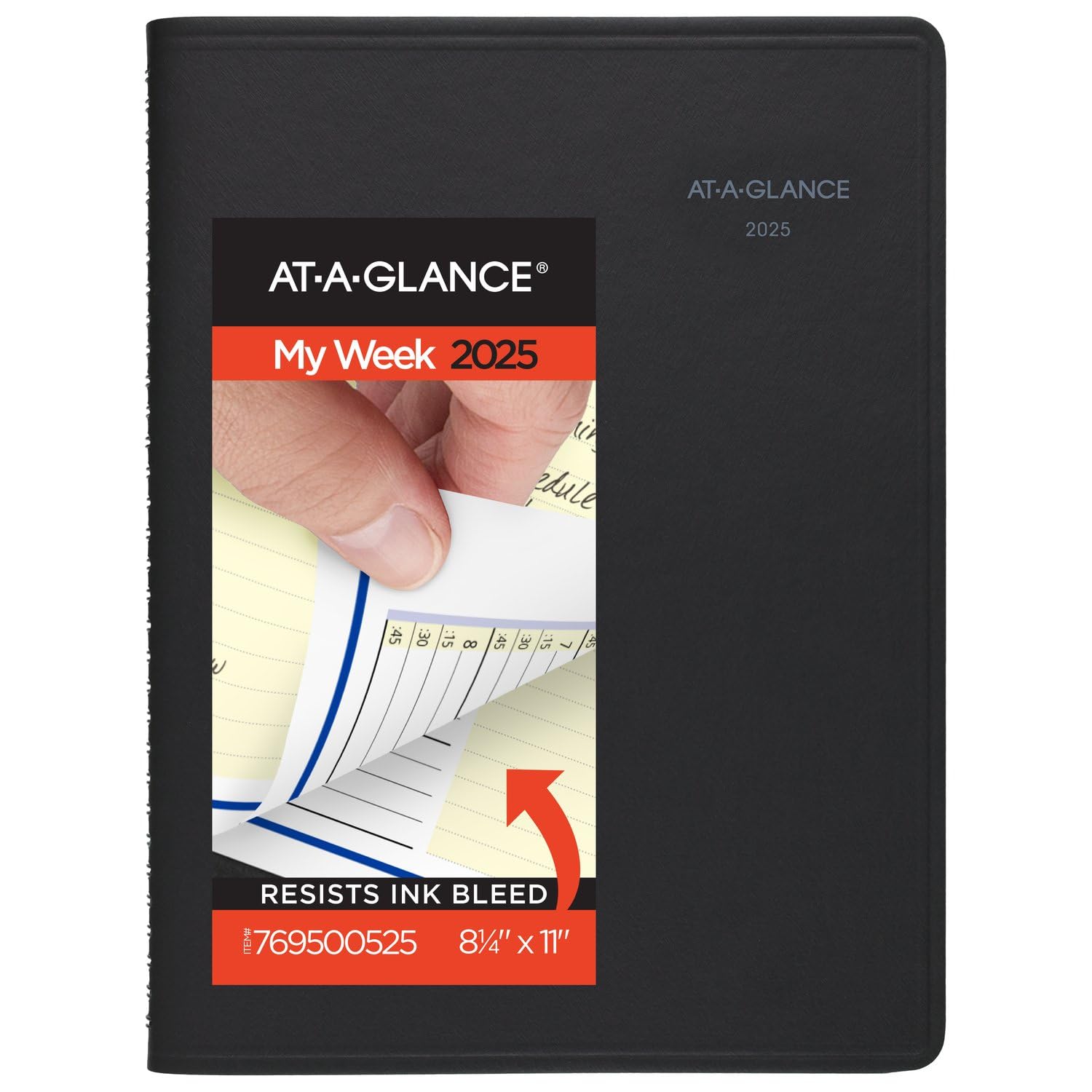 AT-A-GLANCE2025 Appointment Book Planner, Weekly & Monthly, 8-1/4" x 11", Large, Quarter-Hourly, QuickNotes Black (769500525)