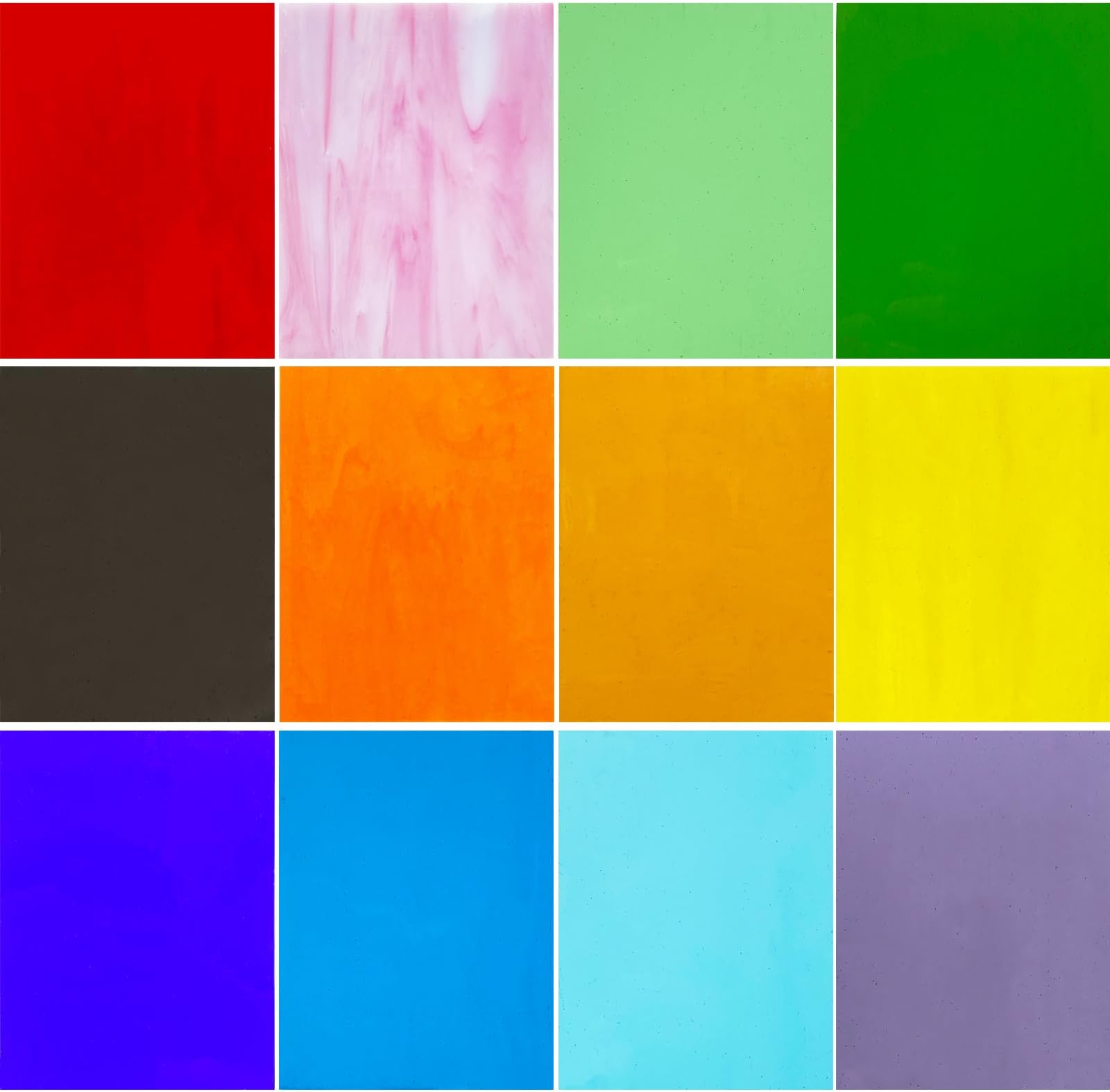 ILLUCKAI 12 Sheets COE 96 Transparent Fusible Glass Sheet, 4 x 6 inch Rainbow Colors Fused Stained Glass Sheets, Fused Glass Supplies for Fusing Glass Crafts Stained Glass Projects and Mosaic Art