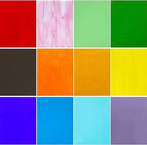 Miniatura 12 de ILLUCKAI 12 hojas de vidrieras fusibles COE 96, suministros de vidrio fundido de 4 x 6 pulgadas, selección azul y morado, suministros de fusión