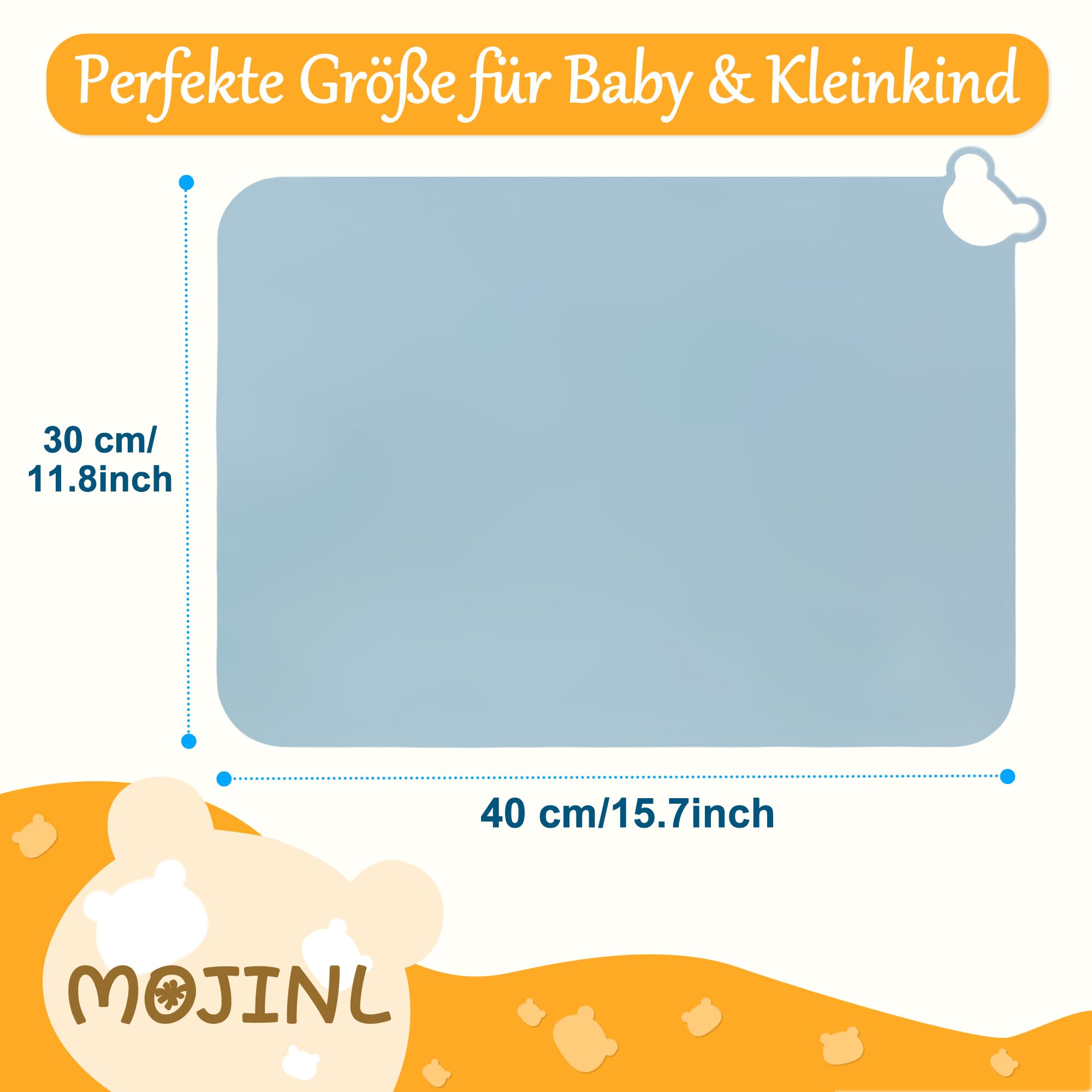 Set de table en silicone pour bébé - Lavable - Antidérapant - Portable - Sans BPA - Anti-taches - Pour enfants et tout-petits (bleu clair jaune-vert)