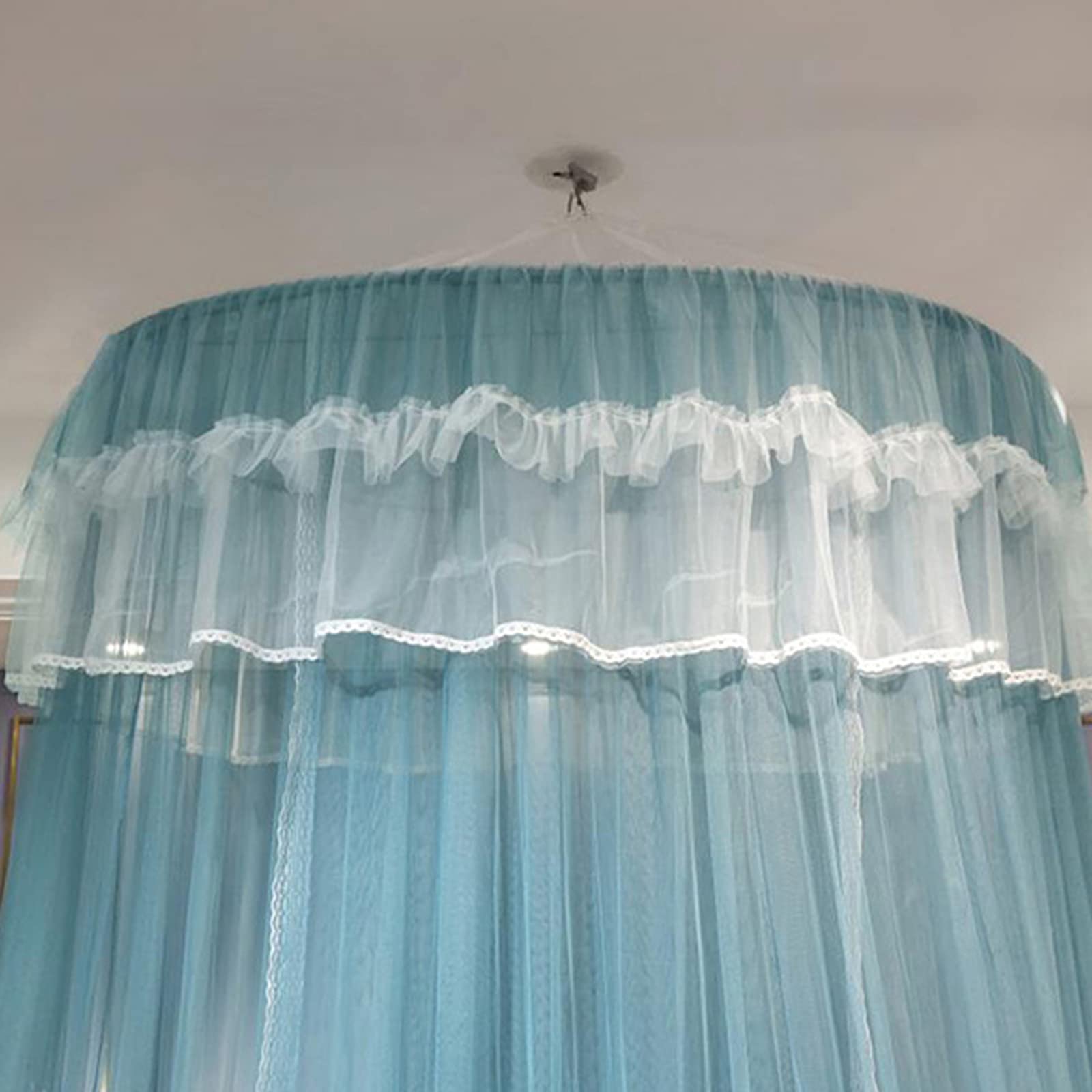 Moskitiera na łóżko, Elegancka kopułkowa siatka na łóżko, baldachim na łóżka pojedyncze i king size, do użytku domowego i podróżnego, łatwa w montażu, niebieska