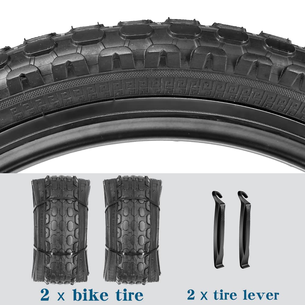 Kids Bike Tire 16 Inch Folding Bicycle Replacement Tire 16 X 2.125 Fit Children Road Bike (2 Tires/Black)