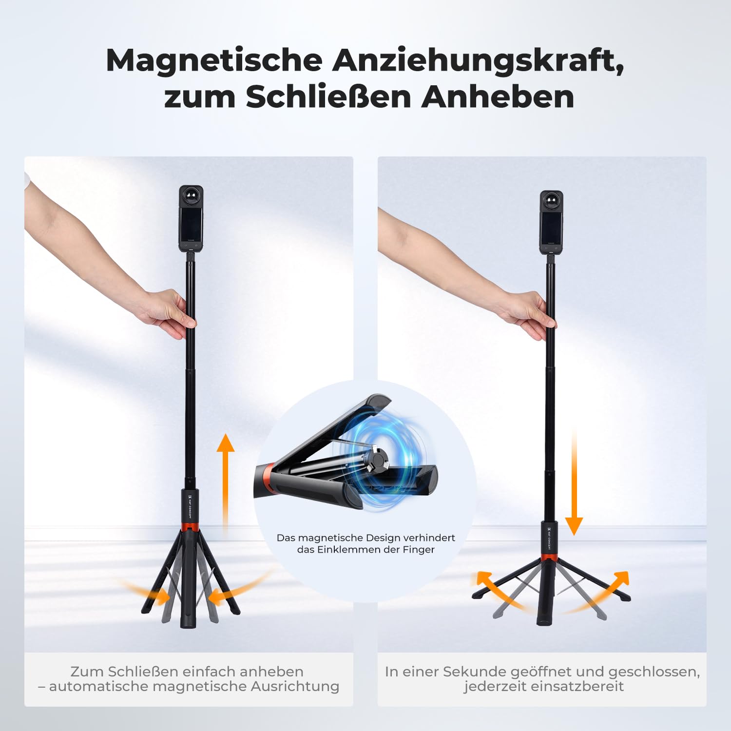 K&F CONCEPT 168 cm Selfie-Stick für Actionkamera, 2-in-1 Selfie Stick Stativ, Unsichtbarer Selfiestick für Insta360 X5/X4/X4 Air/Ace Pro, Insta360 Luna Ultra, Osmo Pocket 4/3, Osmo Action 5 Pro/6/4
