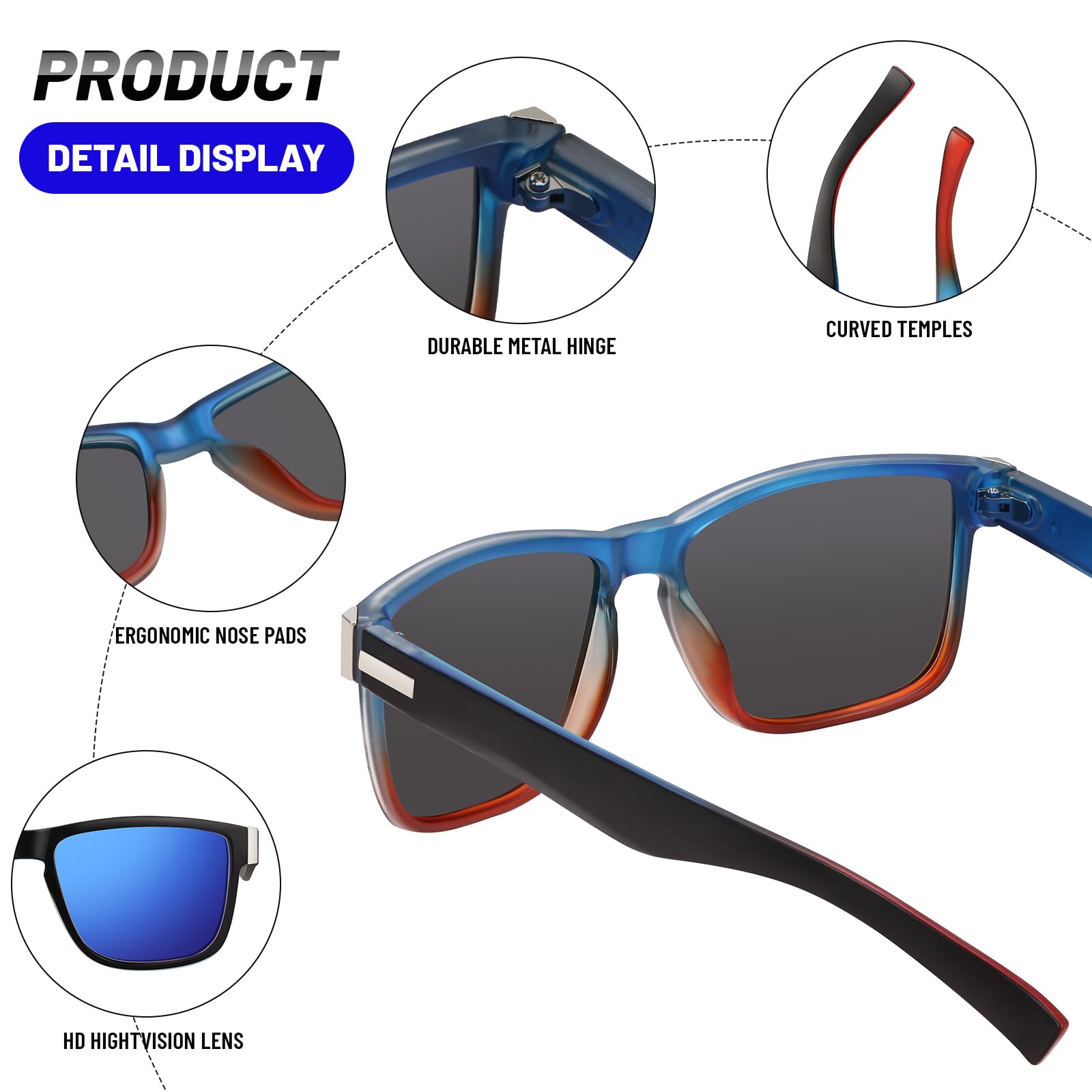 Gafas de sol polarizadas para hombre y mujer, lentes 100% UV400 TAC para conducir, pescar, correr, diseño retro