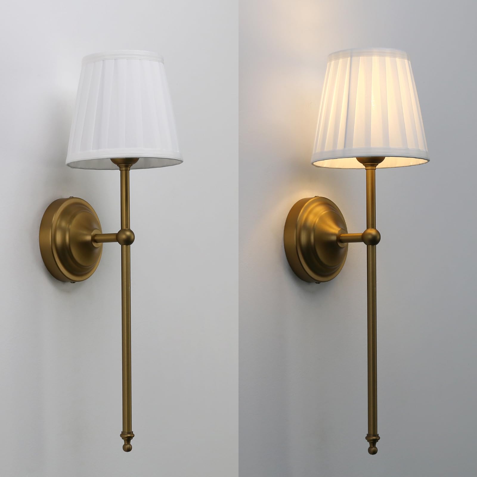 Wall Sconce Lighting Pleated White Fabric Boho Decor Industrial Vintage Bedside Nightstand Light Wall Mounted Lamp Fixture for — view 5