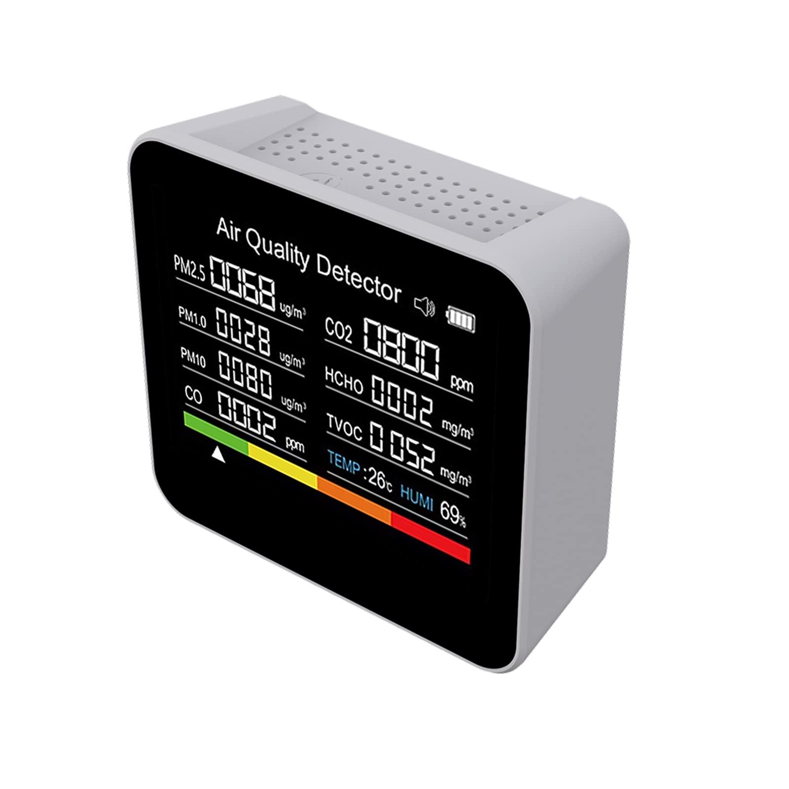 CVFRDD 9 In 1 Air Quality Monitor CO2 Meter Carbon Dioxide Detector CO2 CO TVOC HCHO PM2.5 PM1.0 PM10 Temperature Humidity Detector