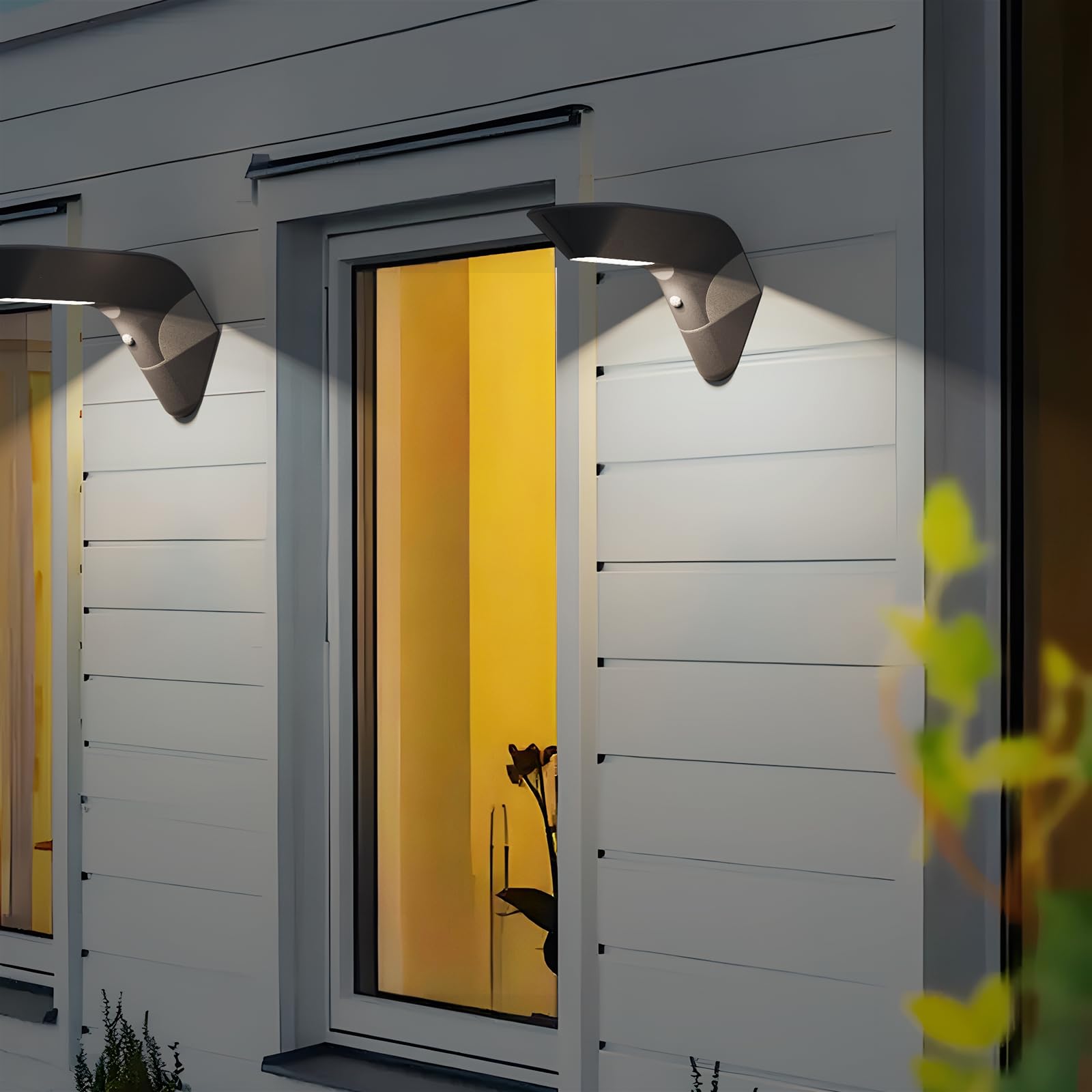 ACMHNC Zewnętrzna lampa słoneczna, zewnętrzna lampa solarna LED z czujnikiem ruchu, bateria 4400 mAh, wodoodporna IP65, aluminium, ściana ogrodowa ściana garaż
