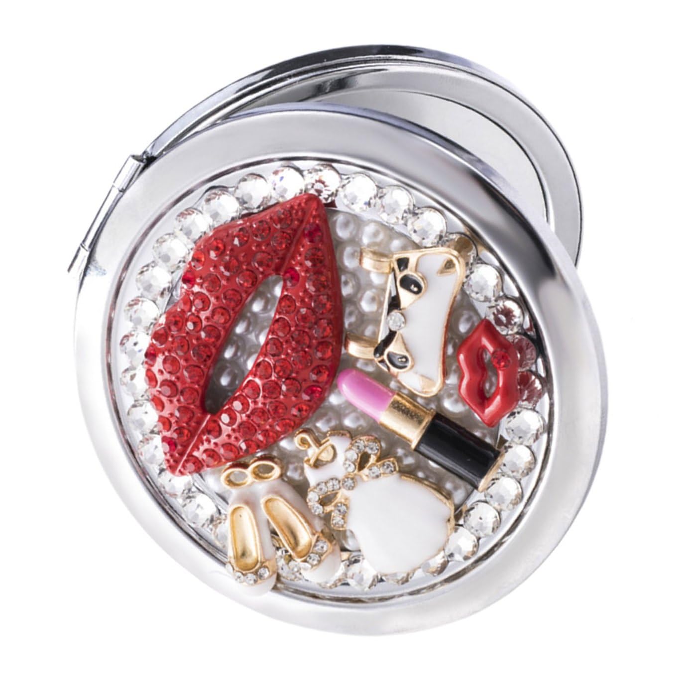 Miroir portable pliant double face en verre compact pour maquillage et voyage