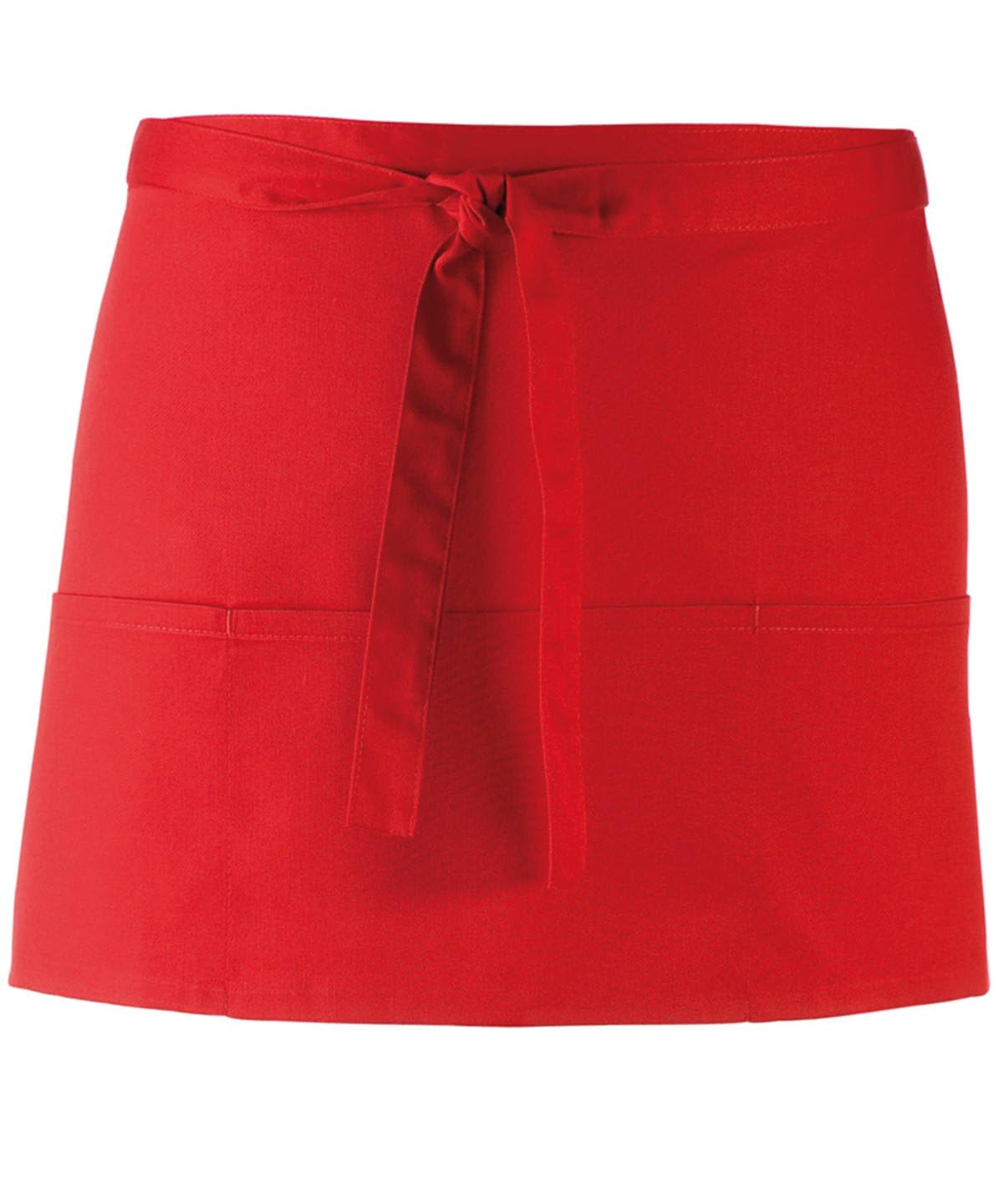 Workwear World Red Spectrum Collection 3 Pocket Kitchen Hospitality Catering Bar Service Short Waist Apron (Red)