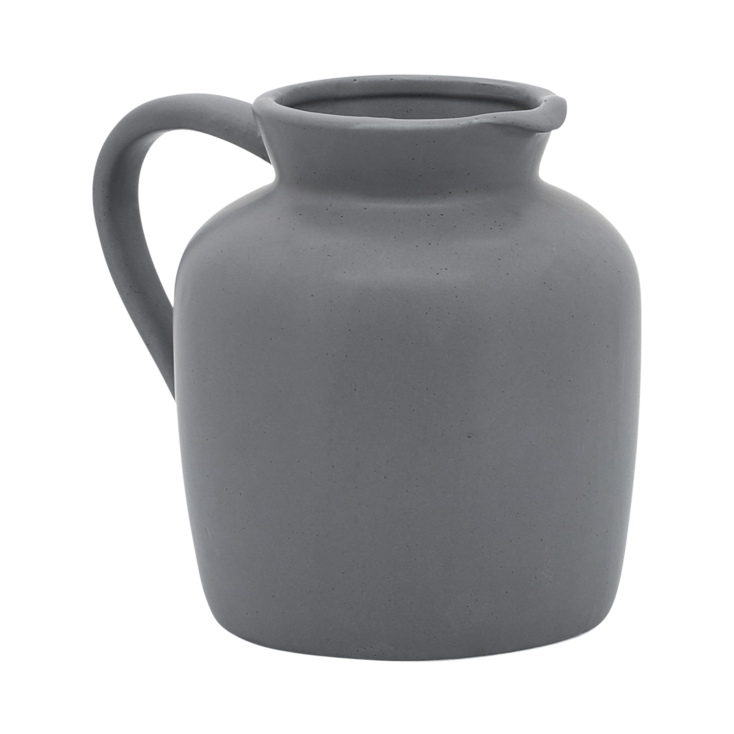 Sagebrook HomeRound Ceramic Vases Pitcher Decorative Ceramic Flower Vase Accent Piece, Living Room, Bathroom, Office, Bedroom Décor, Flower Arrangement Centerpiece, 5.196" H, Gray