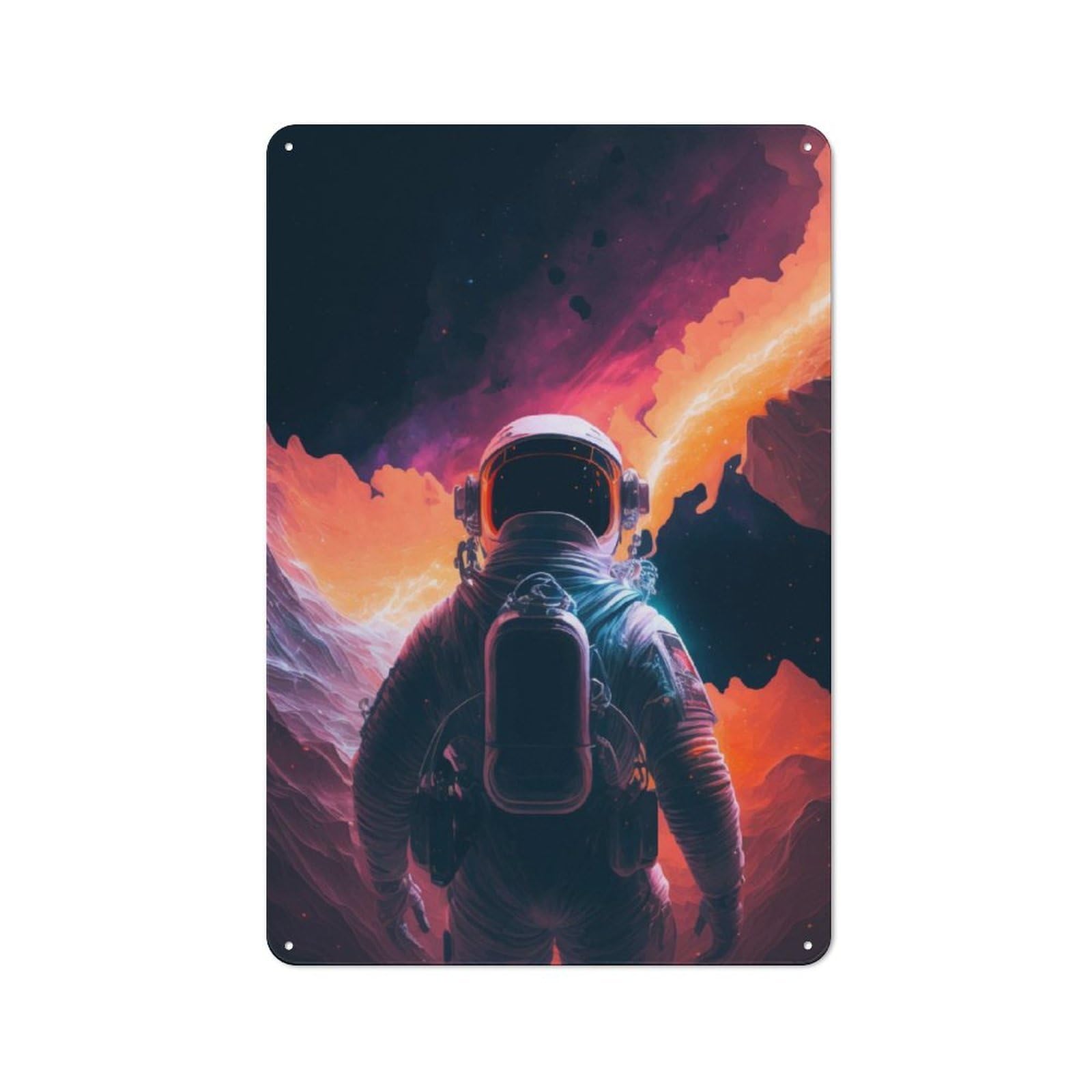 Junmoney Space Astronaut Metal Plaque 30X20cm With For Workshop Wall, Retro Decor, A New Home Gift For Collectors Of Metal Signs