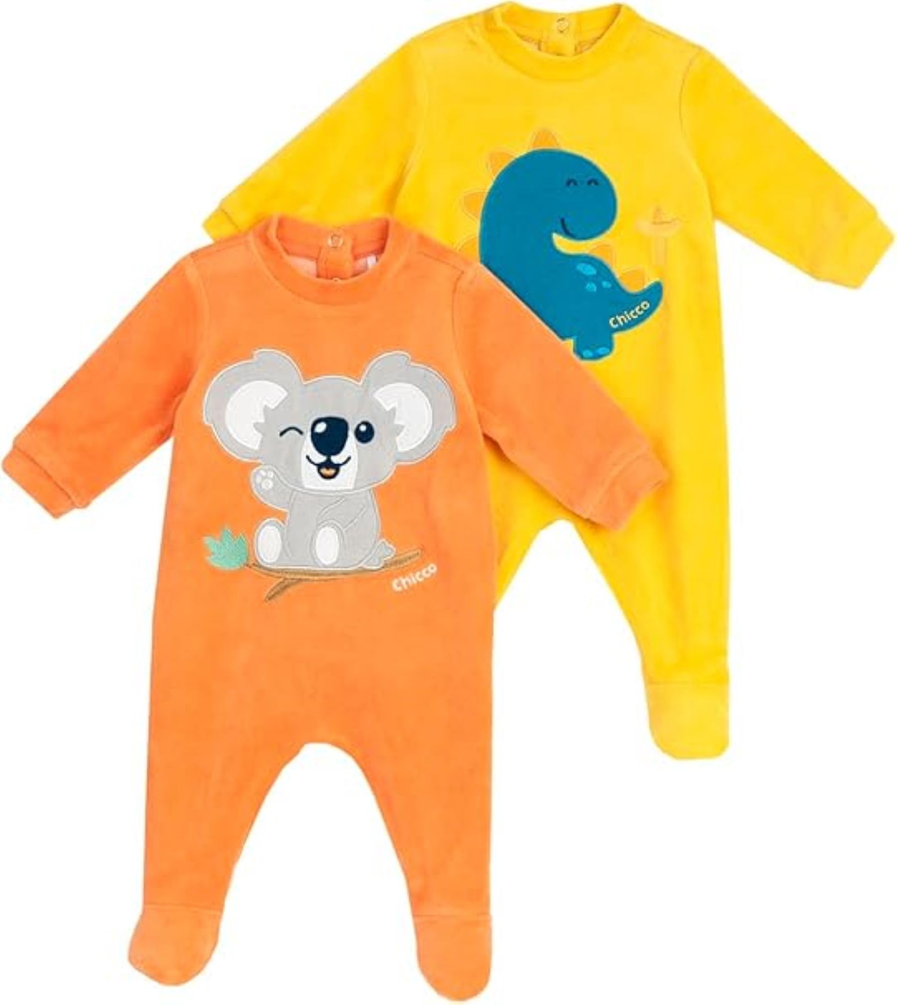 Chicco, Strampler Jungen, Set aus Chenille mit Fuß, Winter Babybekleidung, Designed in Italy