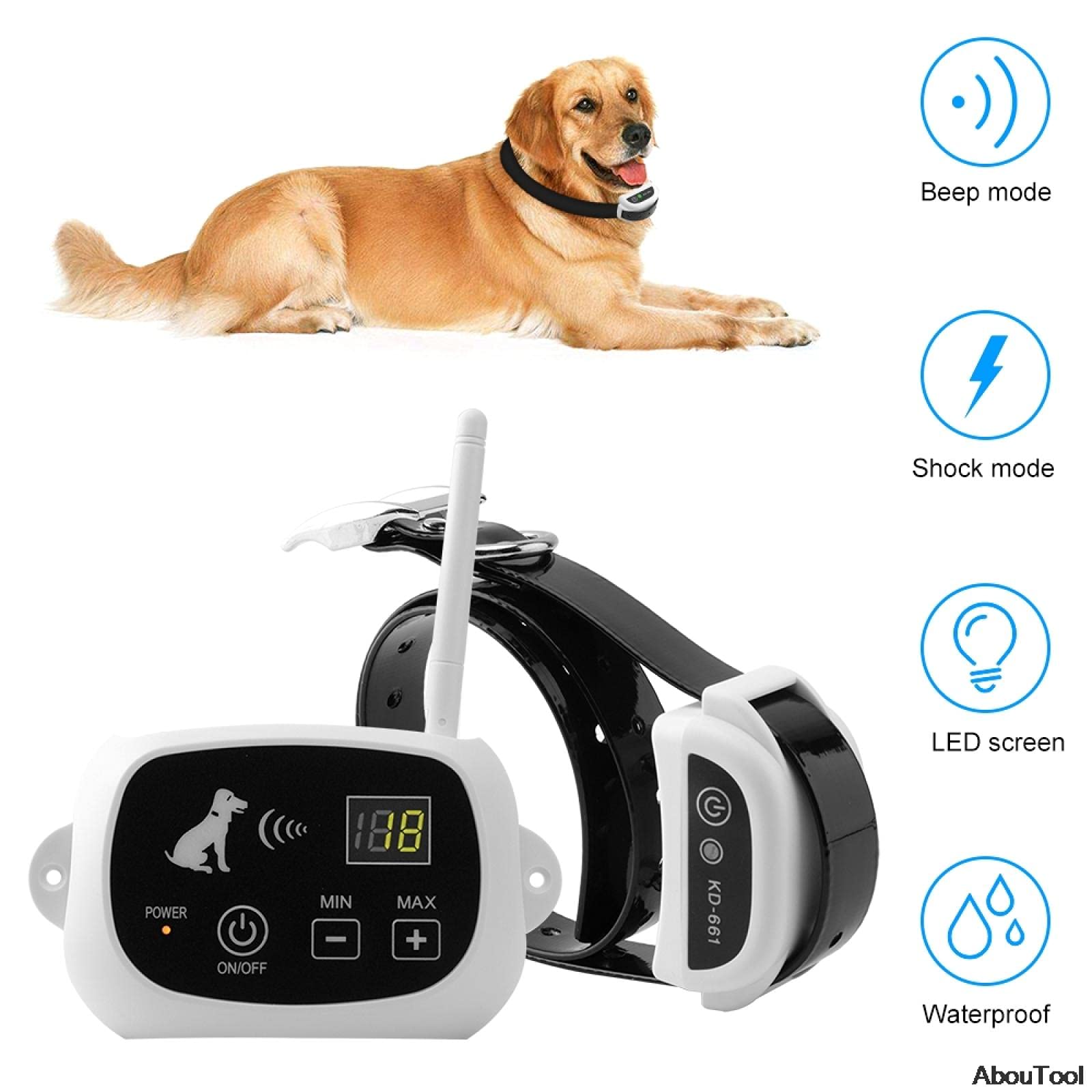 Système à Distance de clôture pour Chien sans Fil KD-661 Gros Chiens Dispositif de clôture électronique Collier de Dressage pour Animaux de Compagnie étanche Choc électrique réglable 1with1