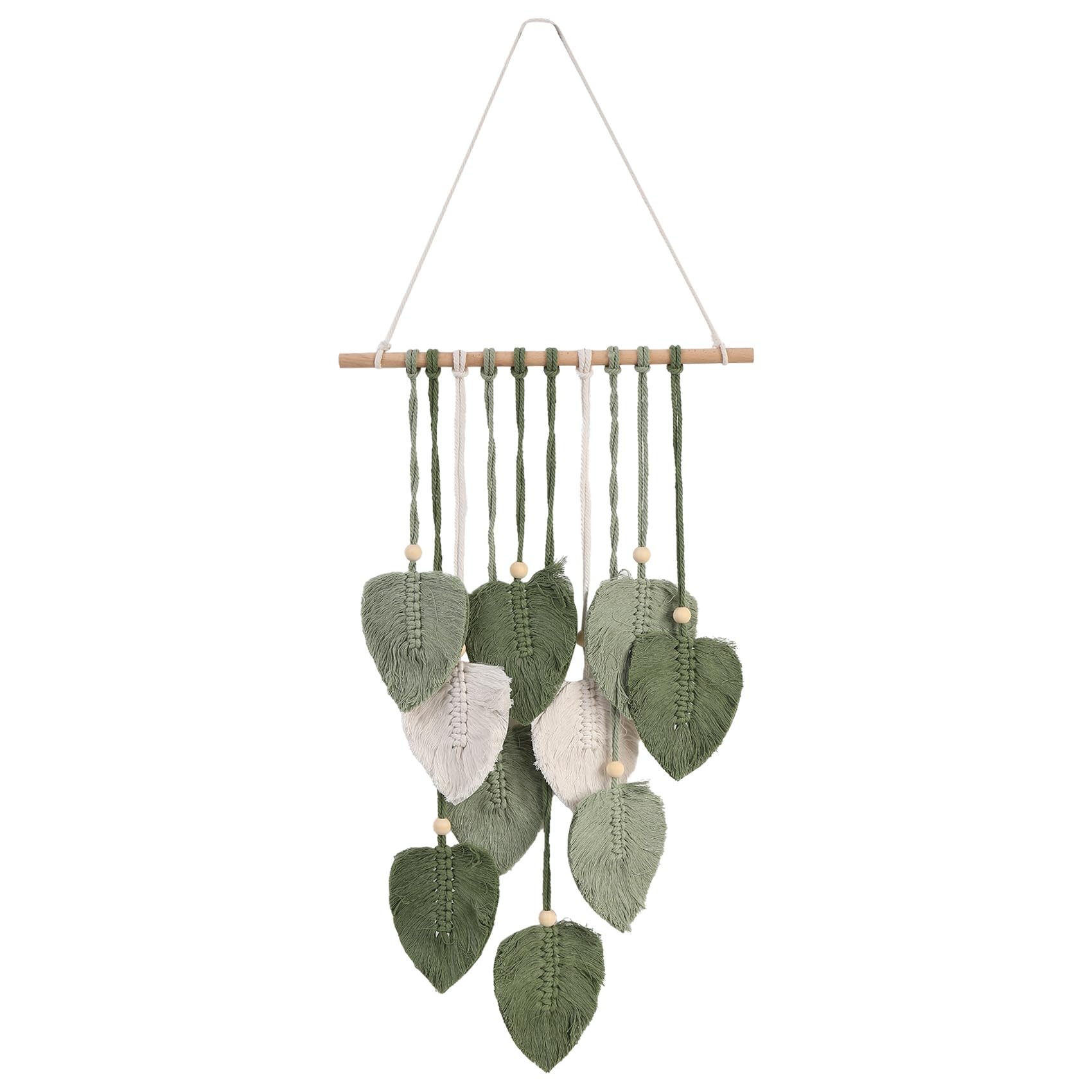 detee Leaf Macrame Wall Hanging Boho Room Home Decor Woven Aesthetic Wall Tapestry Home Room Wedding Decoration Green