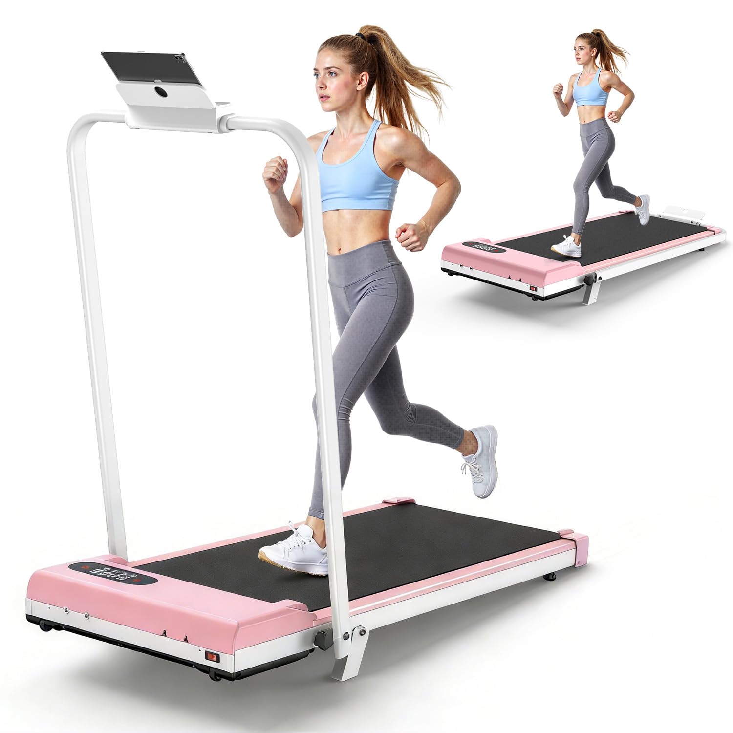 Tapis Roulant Elettrico Salvaspazio 7%, 3 IN 1 Walking Pad Pieghevole, 2.5CV Tapis Roulant Con Inclinazione