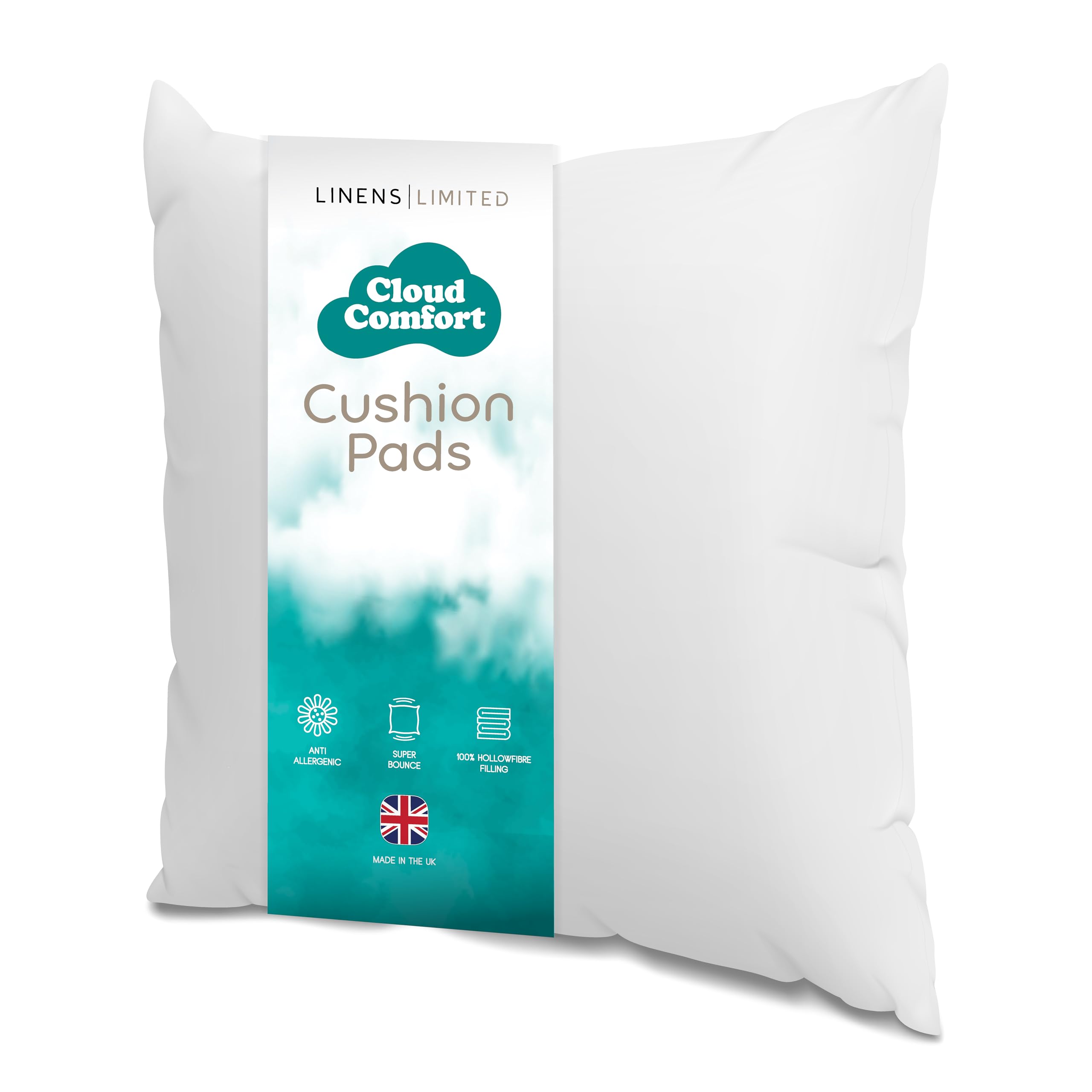 Linens Limited - Cushion Insert 55cm x 55cm, Made in the UK, Soft and Plump, Non-Allergenic Sofa Cushion Pad, Easy to Clean, Small Cushion Inner, Perfectly Fits Covers (White)