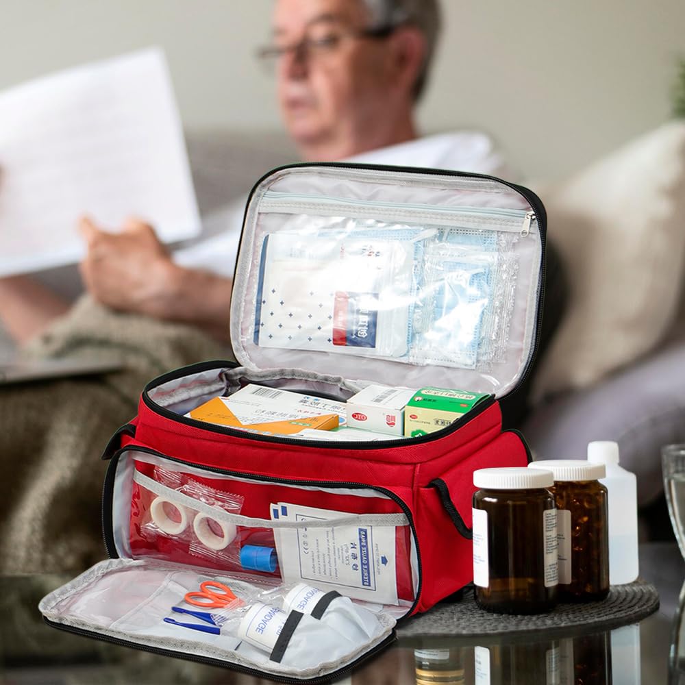 Borsa Pronto Soccorso Grande Capacità Impermeabile Porta Medicine da Viaggio Portatile Kit