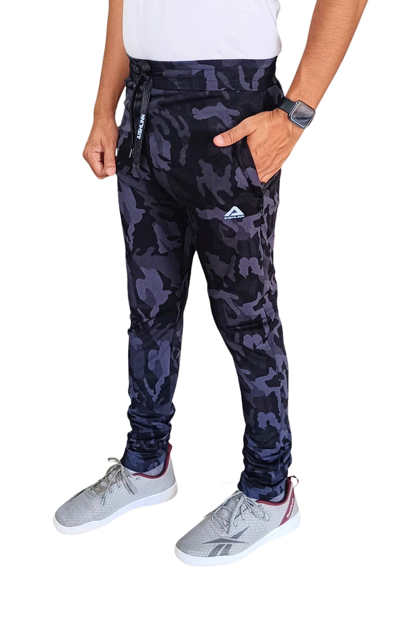 aishlinn Men's Camouflage Track Pants, Slim Fit, Drawstring Waist, Double Zip Pockets, Back Pocket, Military Style-picture-12