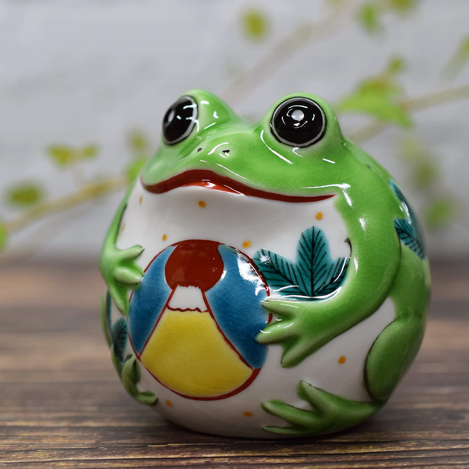 Amazon.co.jp: カエル 置物 九谷焼 福かえる 富士山 陶器 縁起物 風水