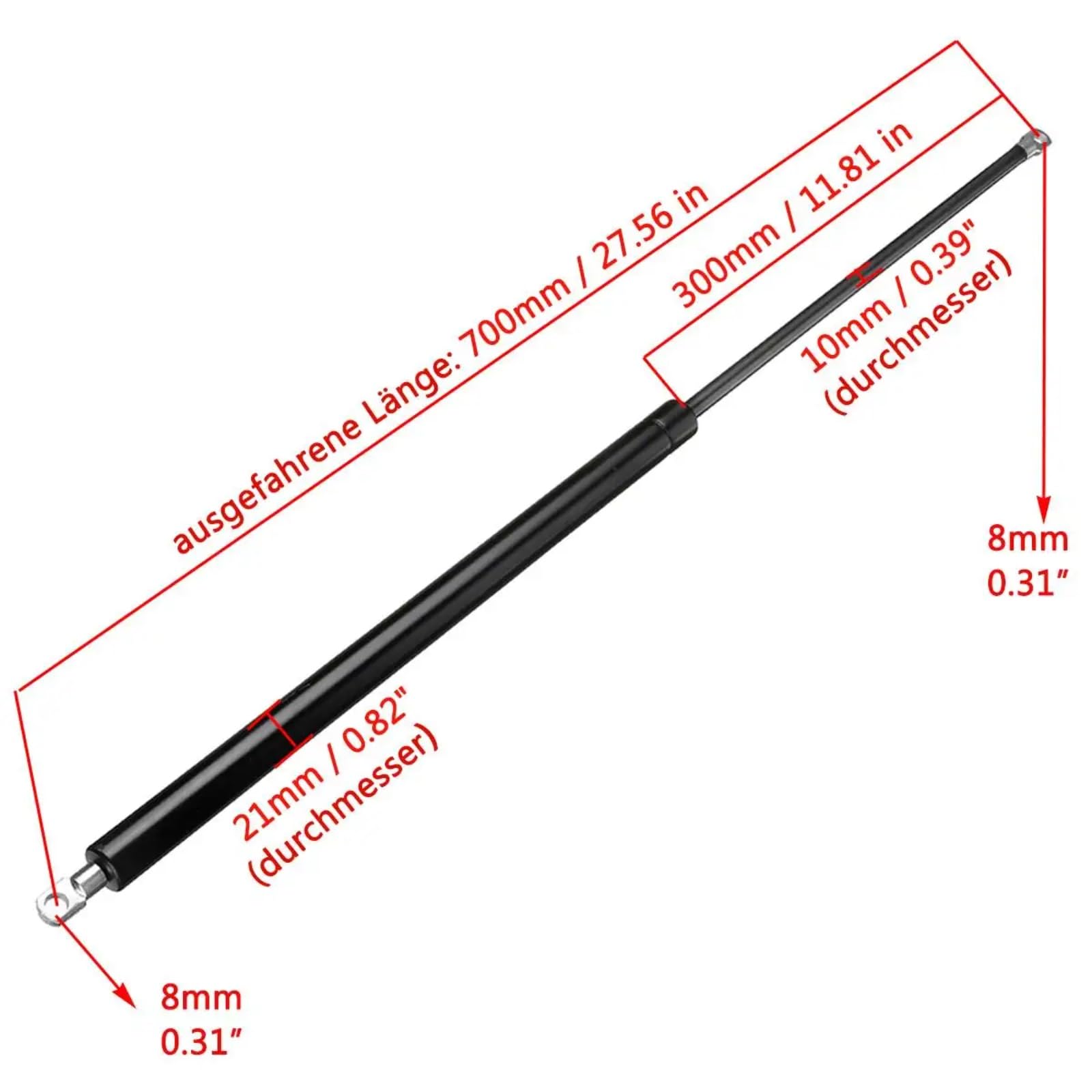 Pistone Molle Gas 700mm 100-900N 2 pezzi barre puntoni a gas per auto ammortizzatore asta molla a gas per camper letto autobus cofano motore portellone Pistone Molla Gas(650N)