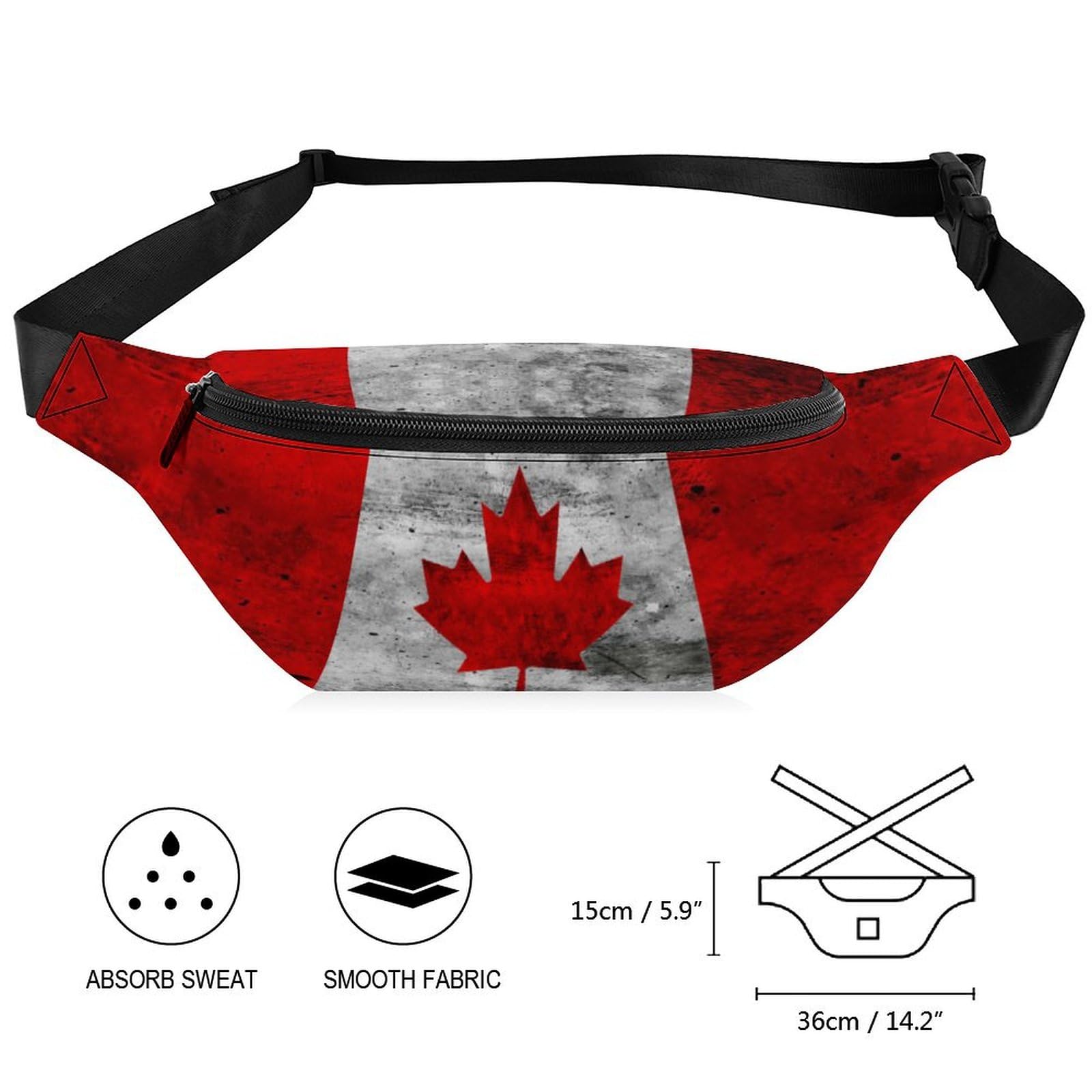 Canada Flag Vintage Retro Fanny Pack Men Women Crossbody Waist Bag Adjustable Belt Bags Waist Pouch For Travel Hiki Cycling Running