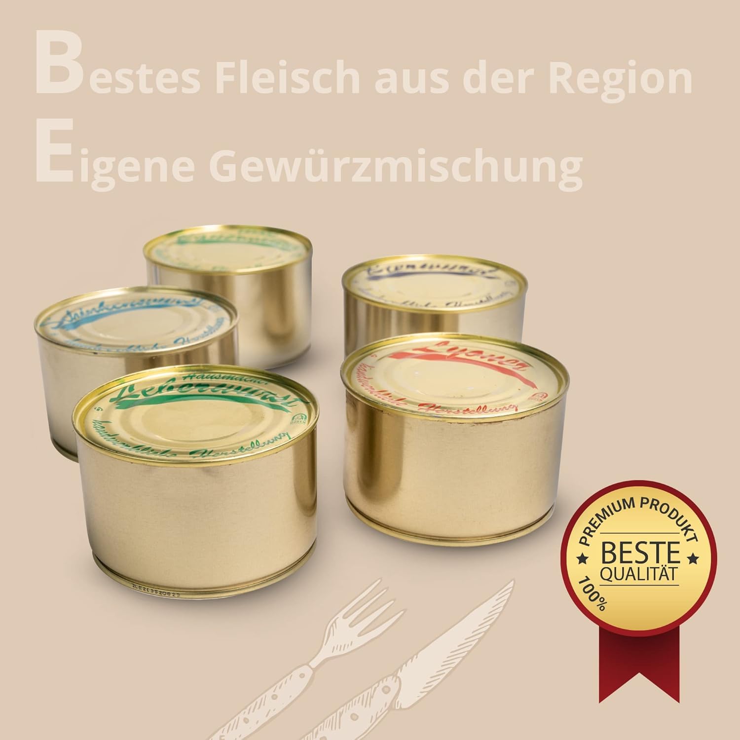Schwarzwald Metzgerei - Wurstspezialitäten in Dosen - Schinkenwurst - 5 x 400g | 1 Jahr MHD | Handwerksproduktion