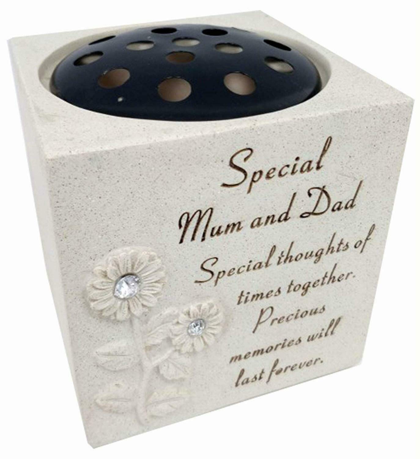 SPECIAL MUM AND DAD DIAMANTE GRAVE FLOWER POT