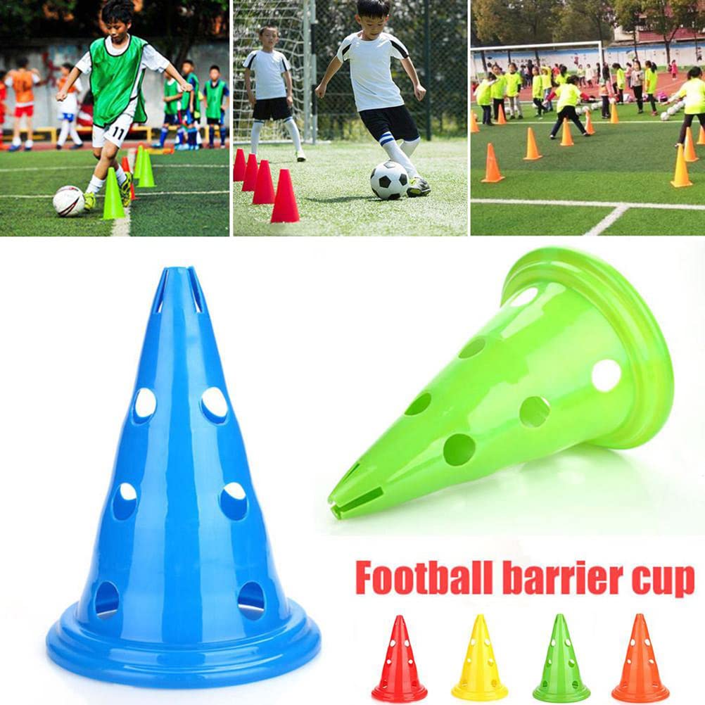 EMUKOEP 5 Conos de Entrenamiento de Fútbol, ​​Barra de Obstáculos Cónica, Barrera de Señal con Agujeros