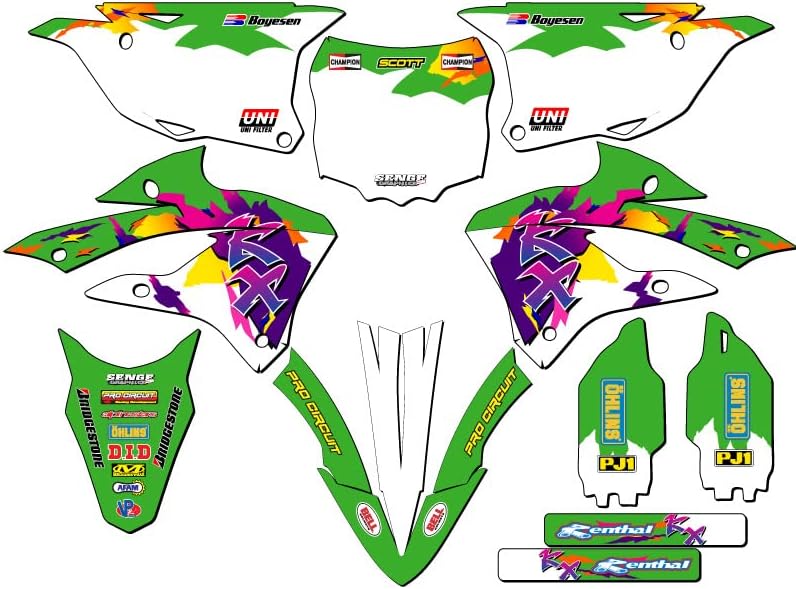 2022-2025 KX 85 Throwback Green Senge Graphics Complete Kit with Rider I.D. Compatible with Kawasaki