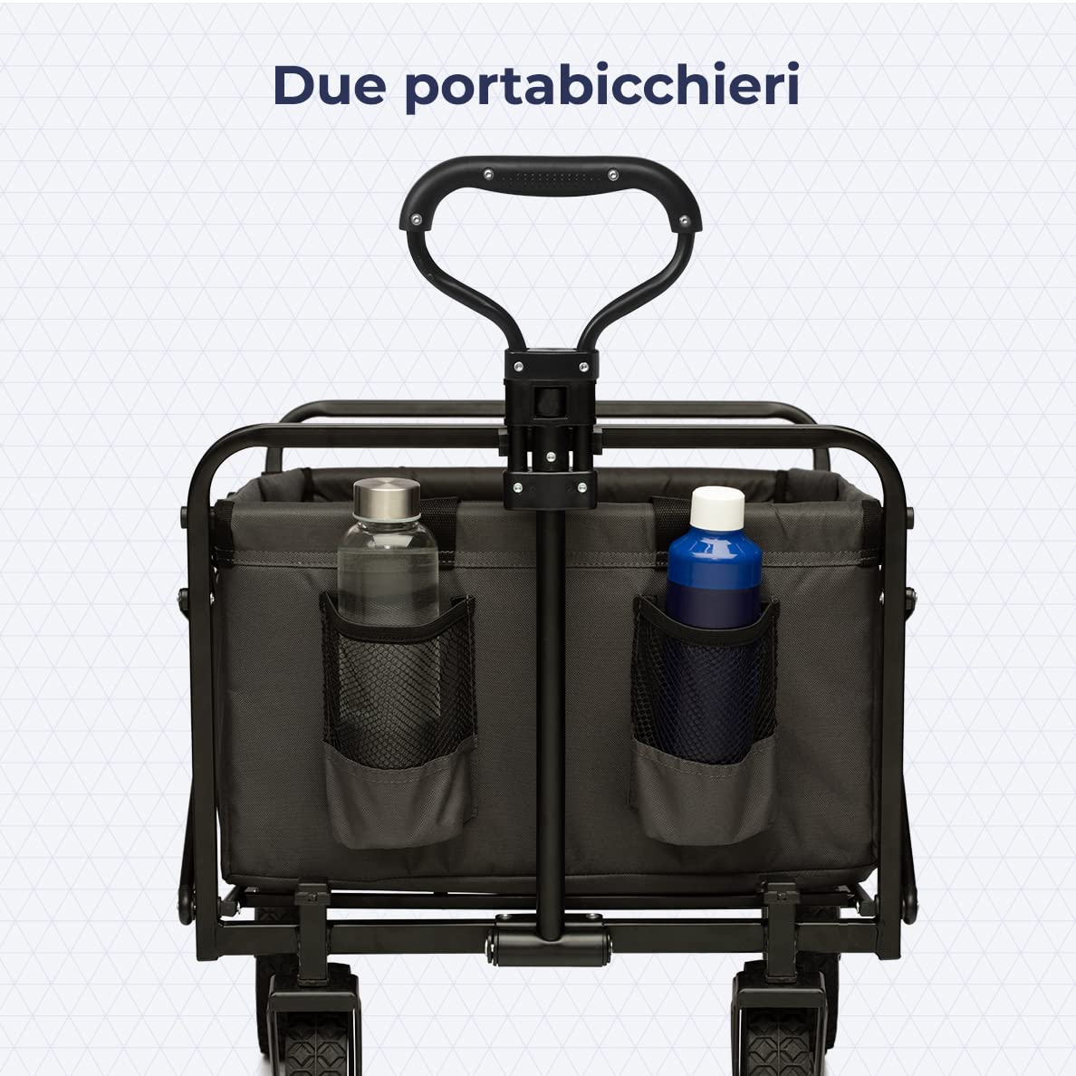 LifeGoods Carrello Spiaggia - Carrello Pieghevole Con Ruote - Carrello Spiaggia Ruote Grandi - Ruote Girevoli - 2 Supporti - Capacità Di Carico Di 70Kg - Grigio