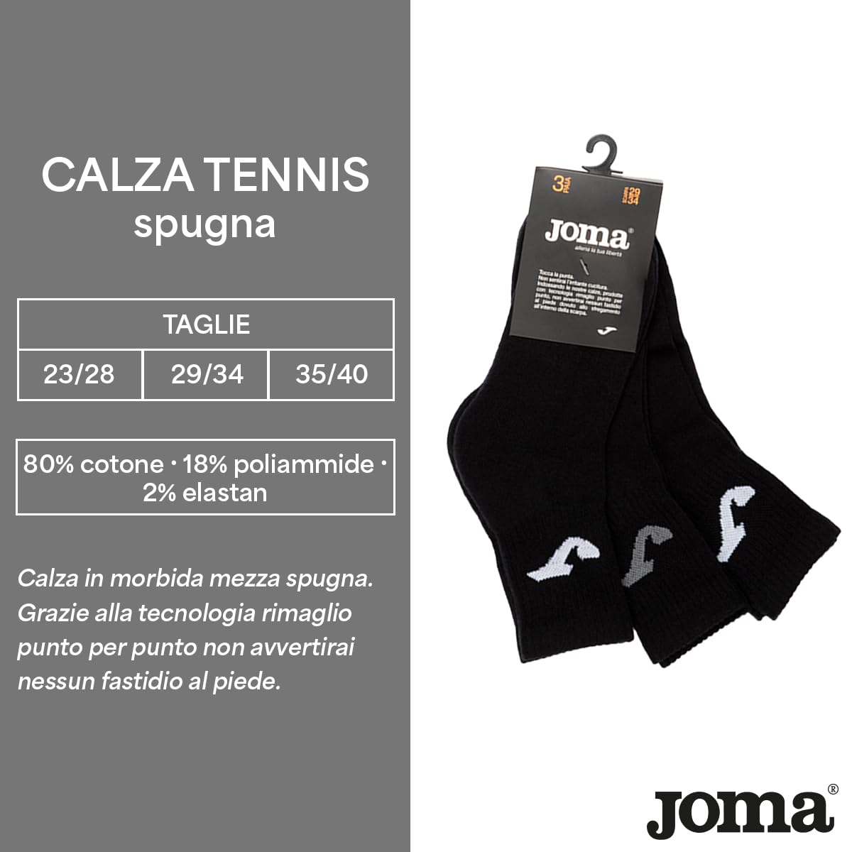 Joma Calcetines para niño o niña de rizo para todas las estaciones, calcetines de tenis para niños fútbol y baloncesto, altura media pantorrilla, calcetines deportivos de algodón, 6 pares