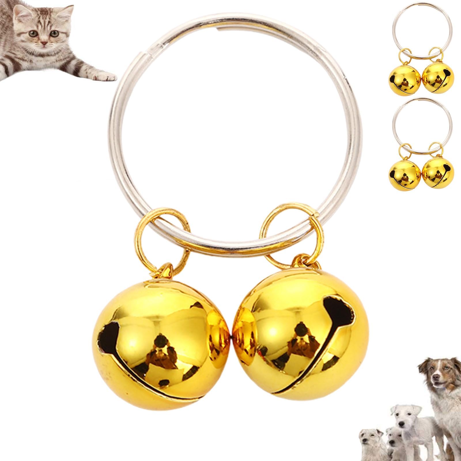 4 Extra Loud Cat & Dog Bells, gold